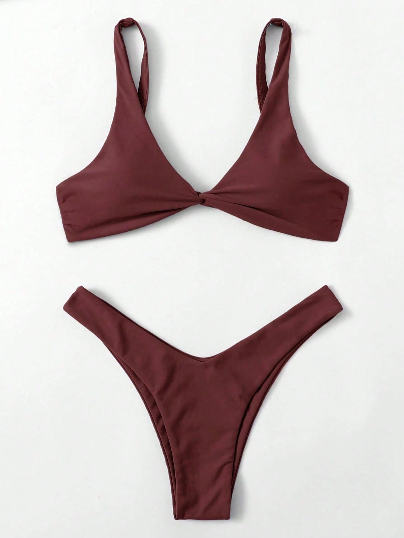 Swim Mod Fish Scales Print Knot Front Swim Top & Swim Bottom Bikini