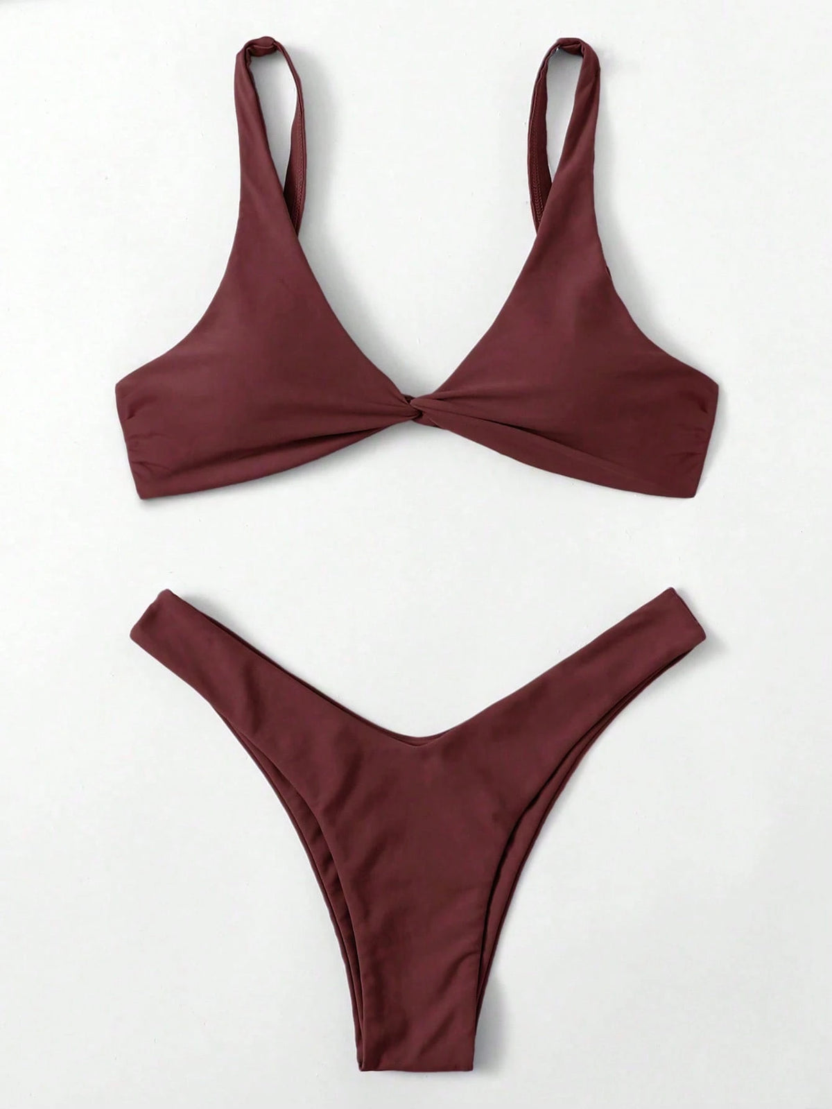 Swim Mod Fish Scales Print Knot Front Swim Top & Swim Bottom Bikini