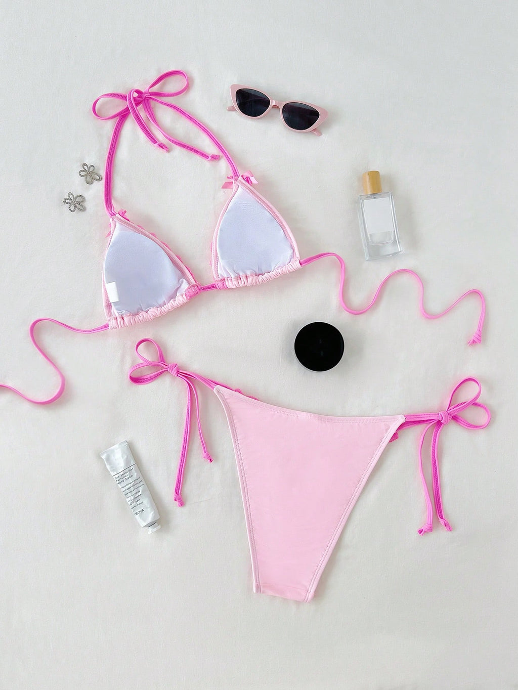 Swim Mod Sexy & Cute Lace Bow Accent Triangle Bikini For Bikini Party