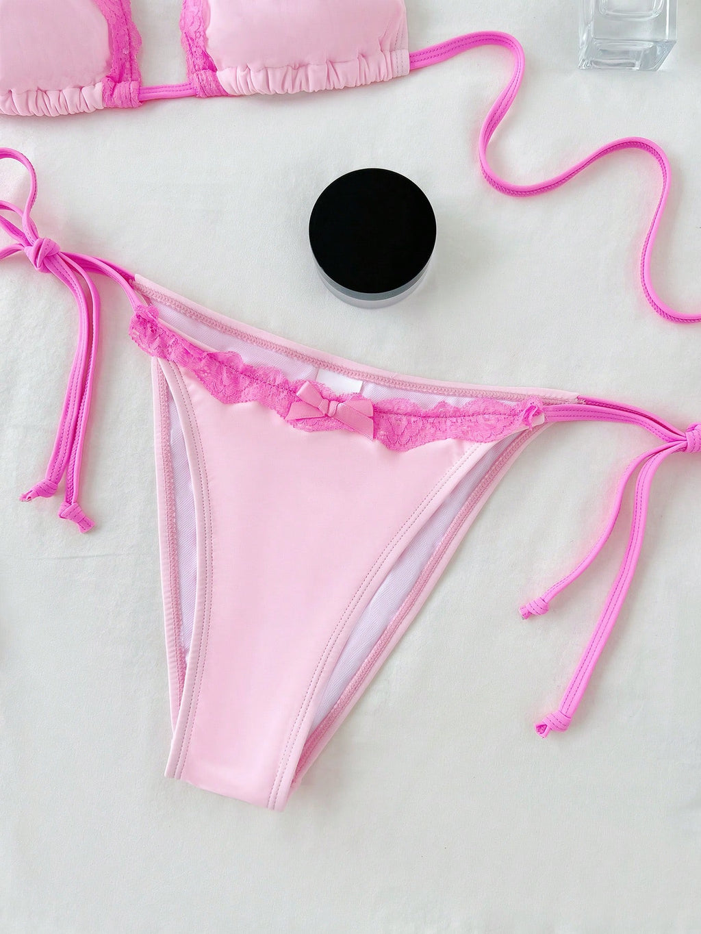Swim Mod Sexy & Cute Lace Bow Accent Triangle Bikini For Bikini Party
