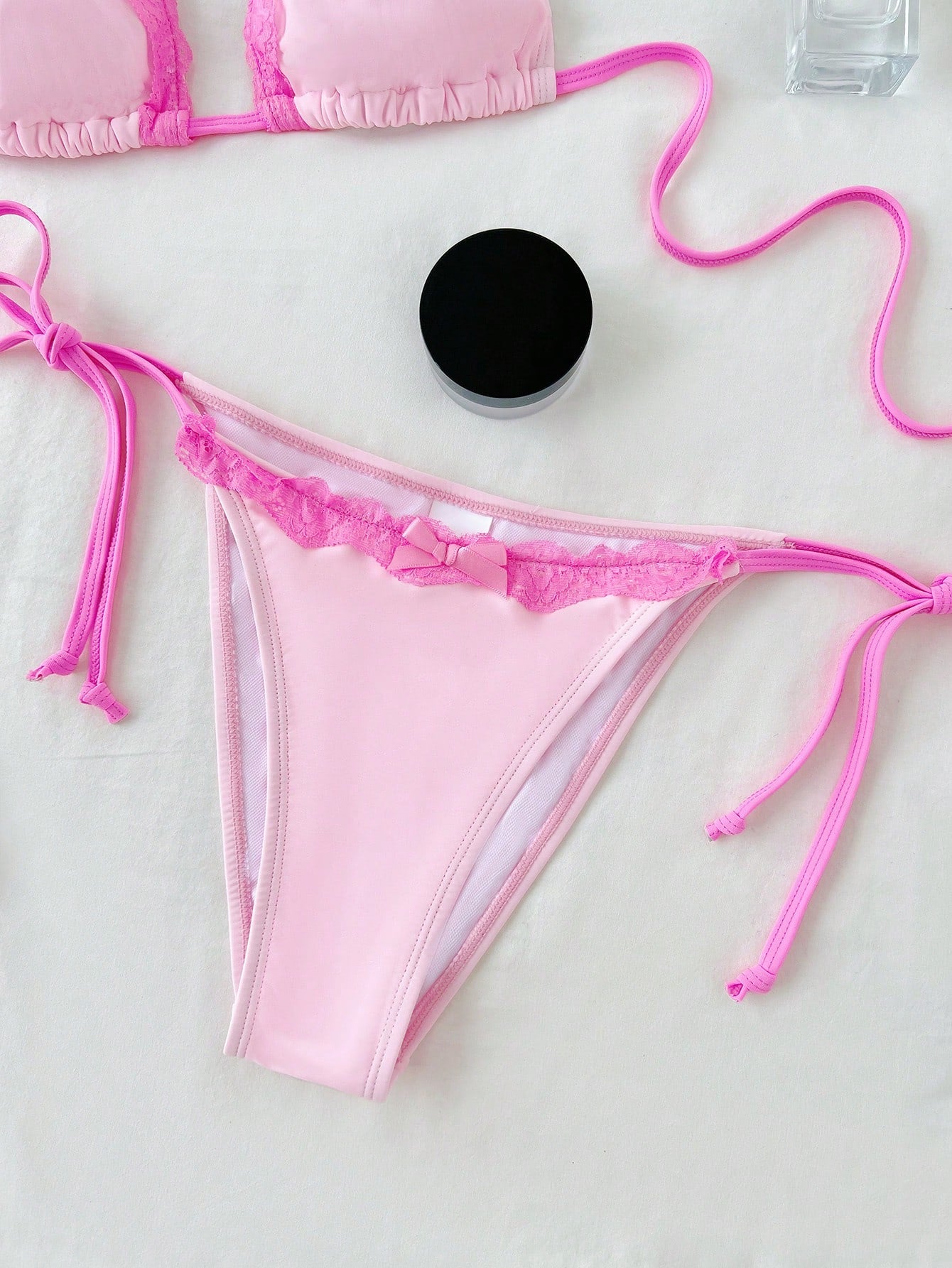 Swim Mod Sexy & Cute Lace Bow Accent Triangle Bikini For Bikini Party
