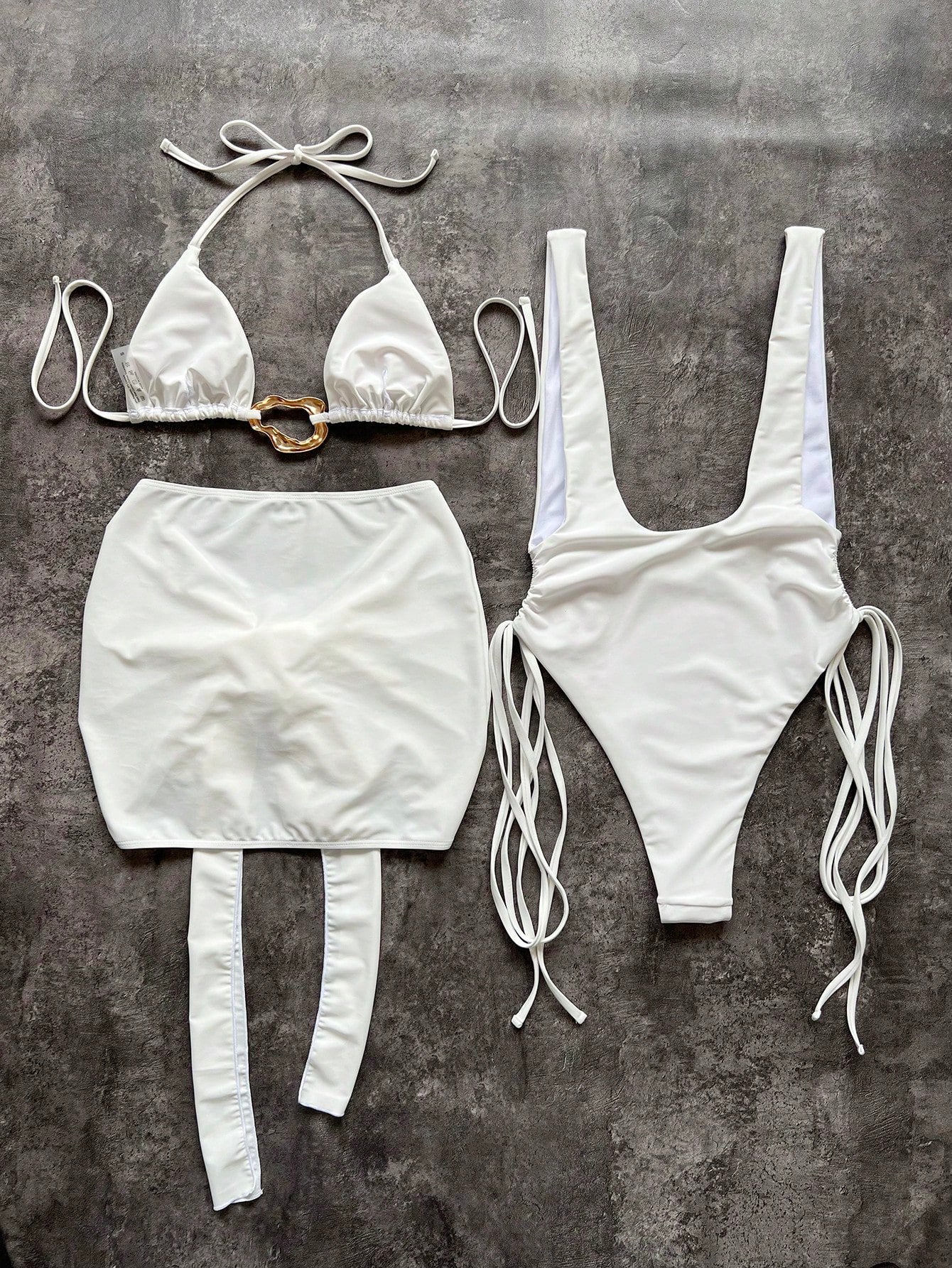 Women's Two Pieces Set With Solid Cut-Out One-Piece Swimwear With