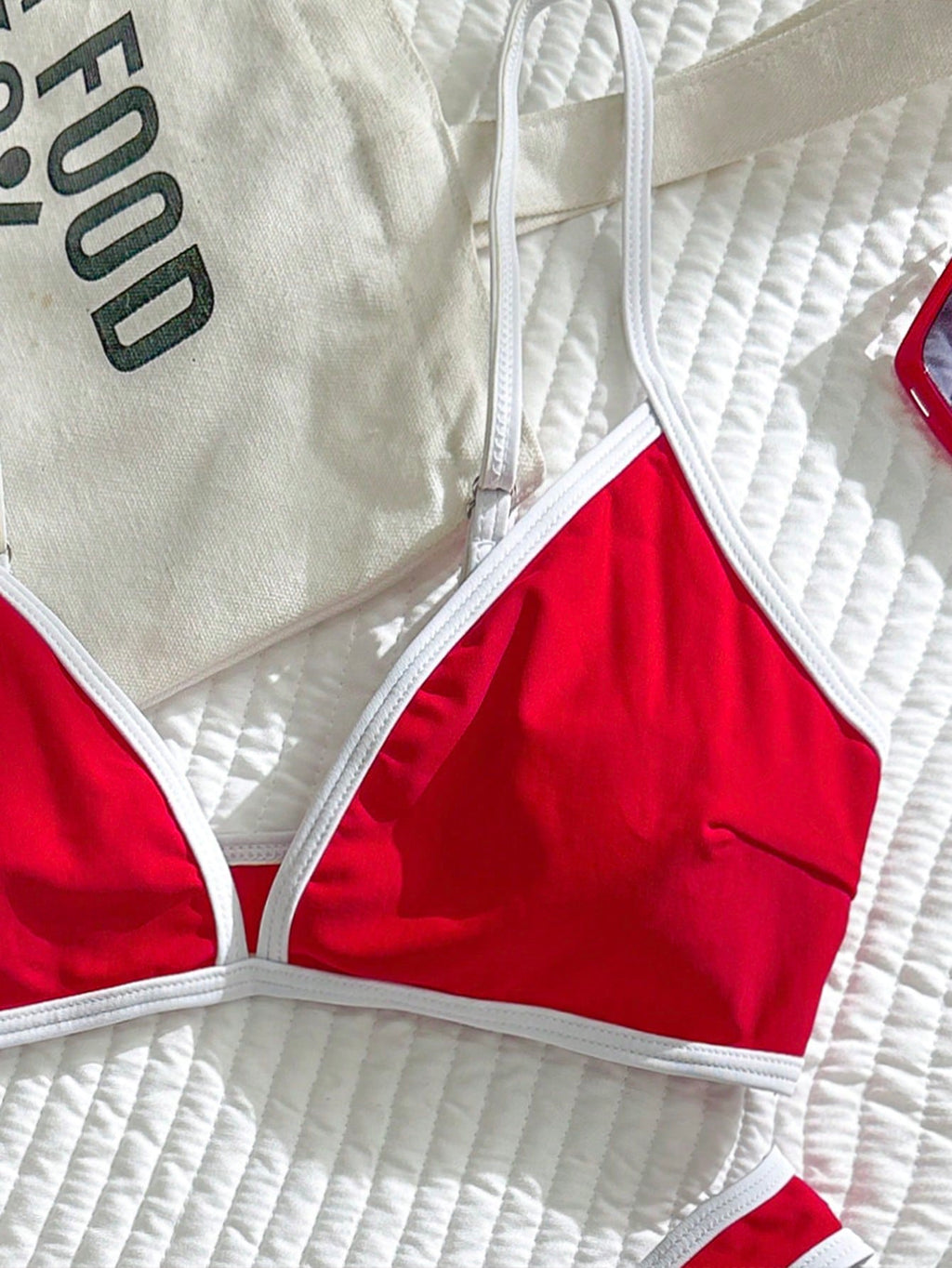 Swim Vcay 2pcs/Set Women's Sexy High Cut Color Contrast Spaghetti Strap Bikini Swimsuit Set, Summer - image 10