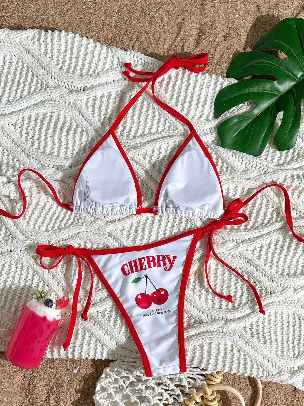 Swim Mod Women's Localized Print Halter Sexy Bikini Set, Summer