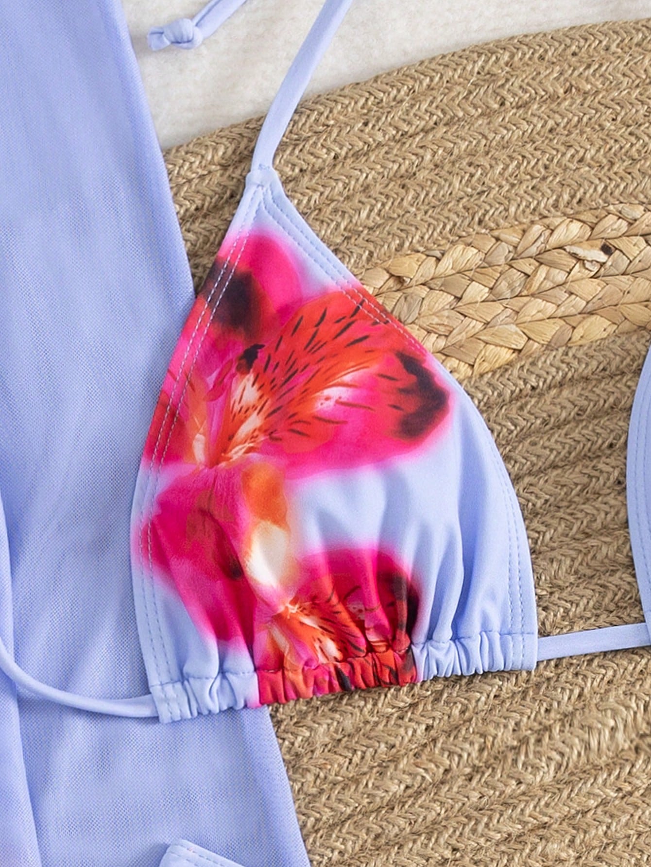 3pcs/Set Women Summer Floral Print Halter Bohemian Beach Holiday