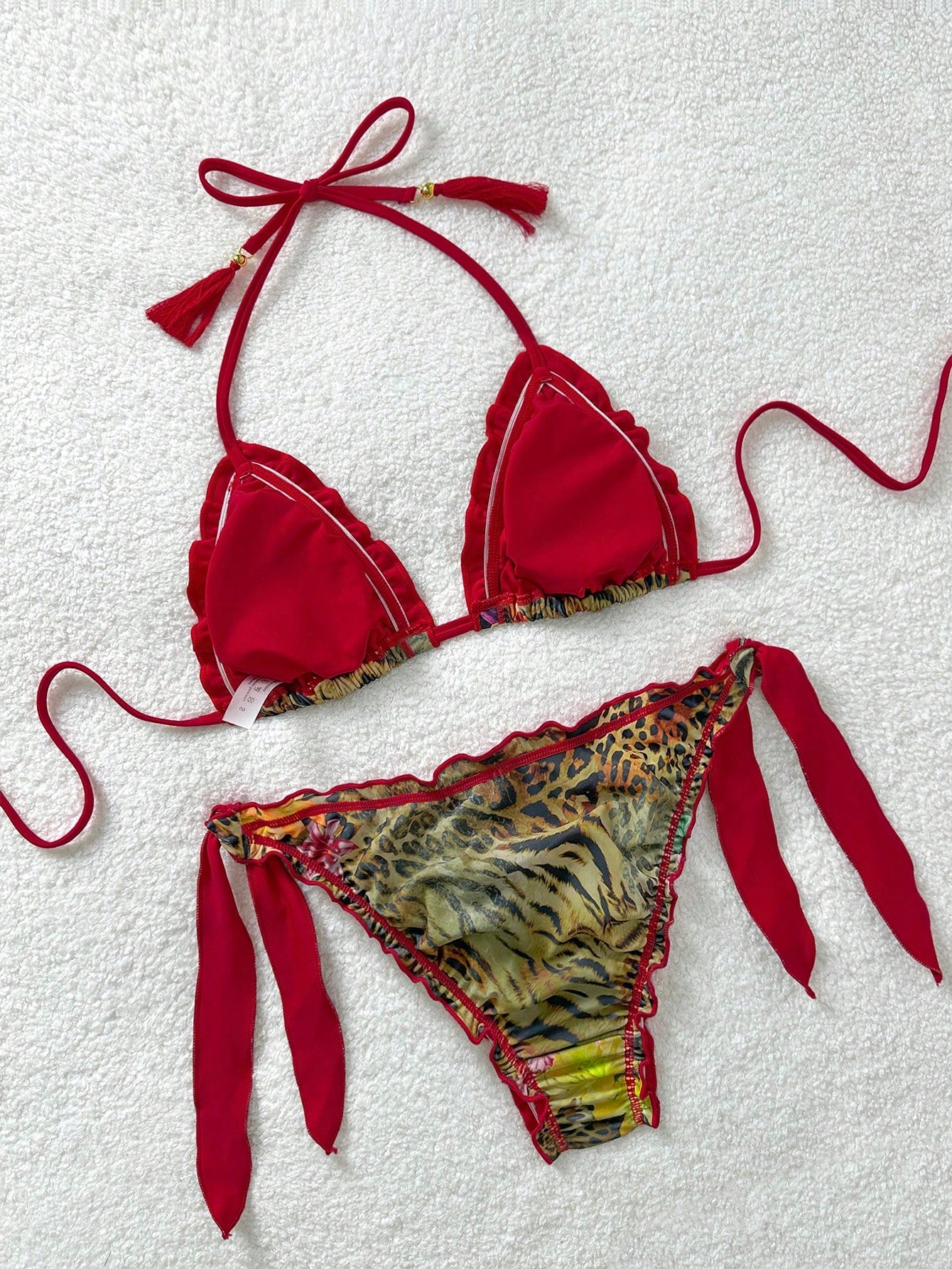 Soleia Women's Retro Colorful Leopard, Zebra, Floral Print Ruffled
