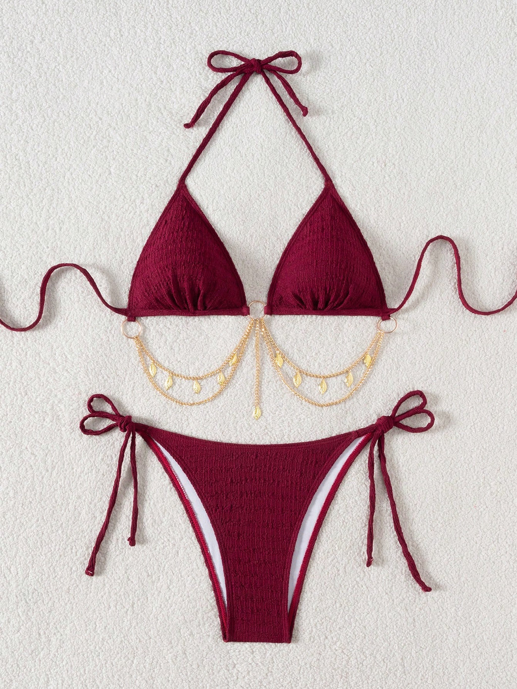 Swim SXY Springbreak Women Summer Beach Solid Color Halter Tie Sexy