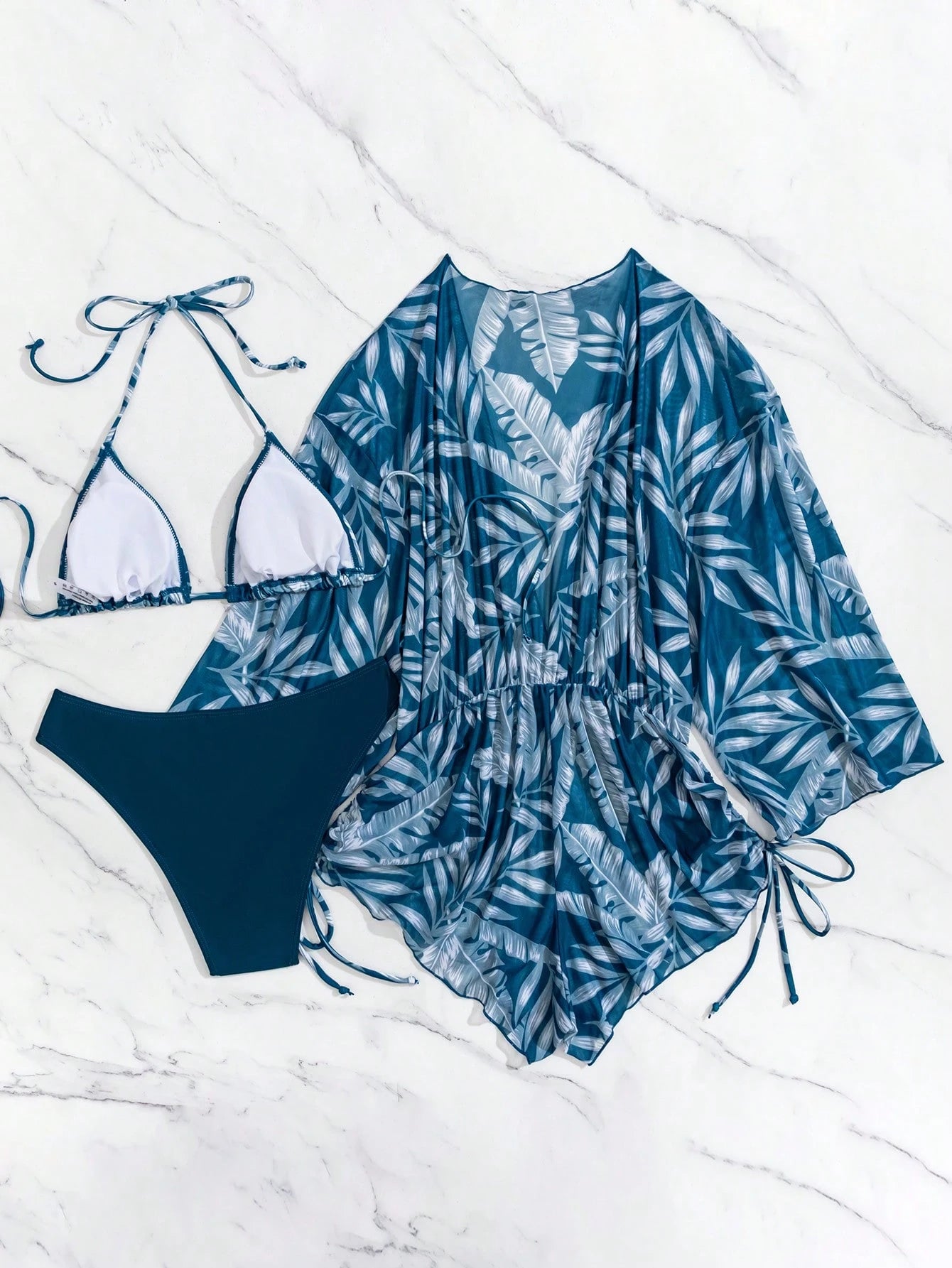 Swim Vcay Women's Summer Beach Tropical Plant Print Halter Tie Sexy