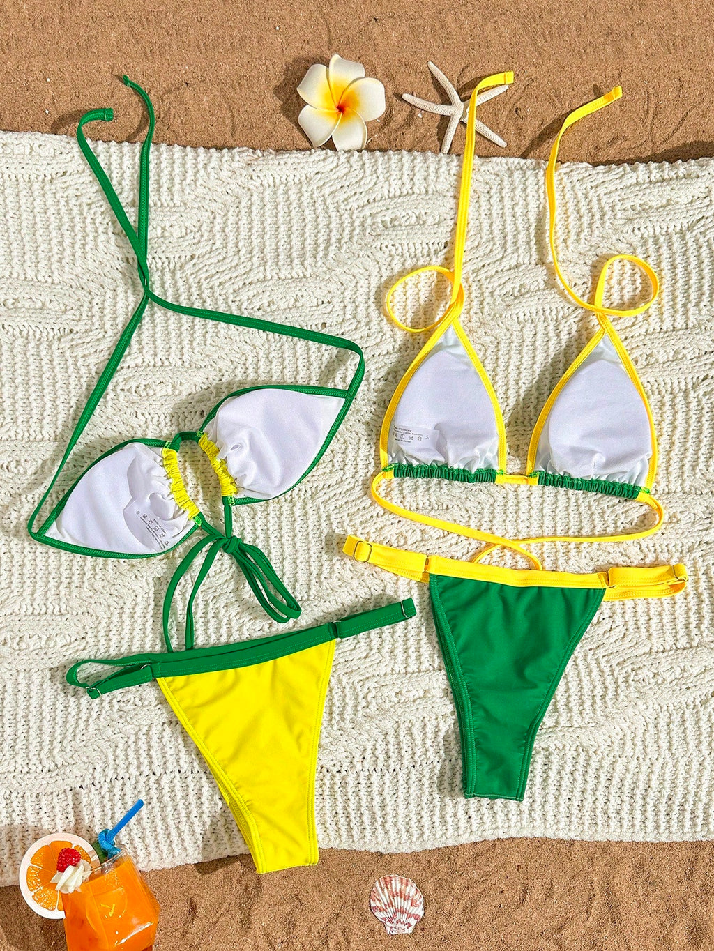 Swim Vcay Women Swimsuit Set: Backless Strap Top And Thong Bikini Bottom Beach Vacation Multi-Piece Swimwear, - image 12