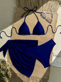 Swim Vcay 3Pcs/Set Solid Color Bikini Set For Beach/Holiday For