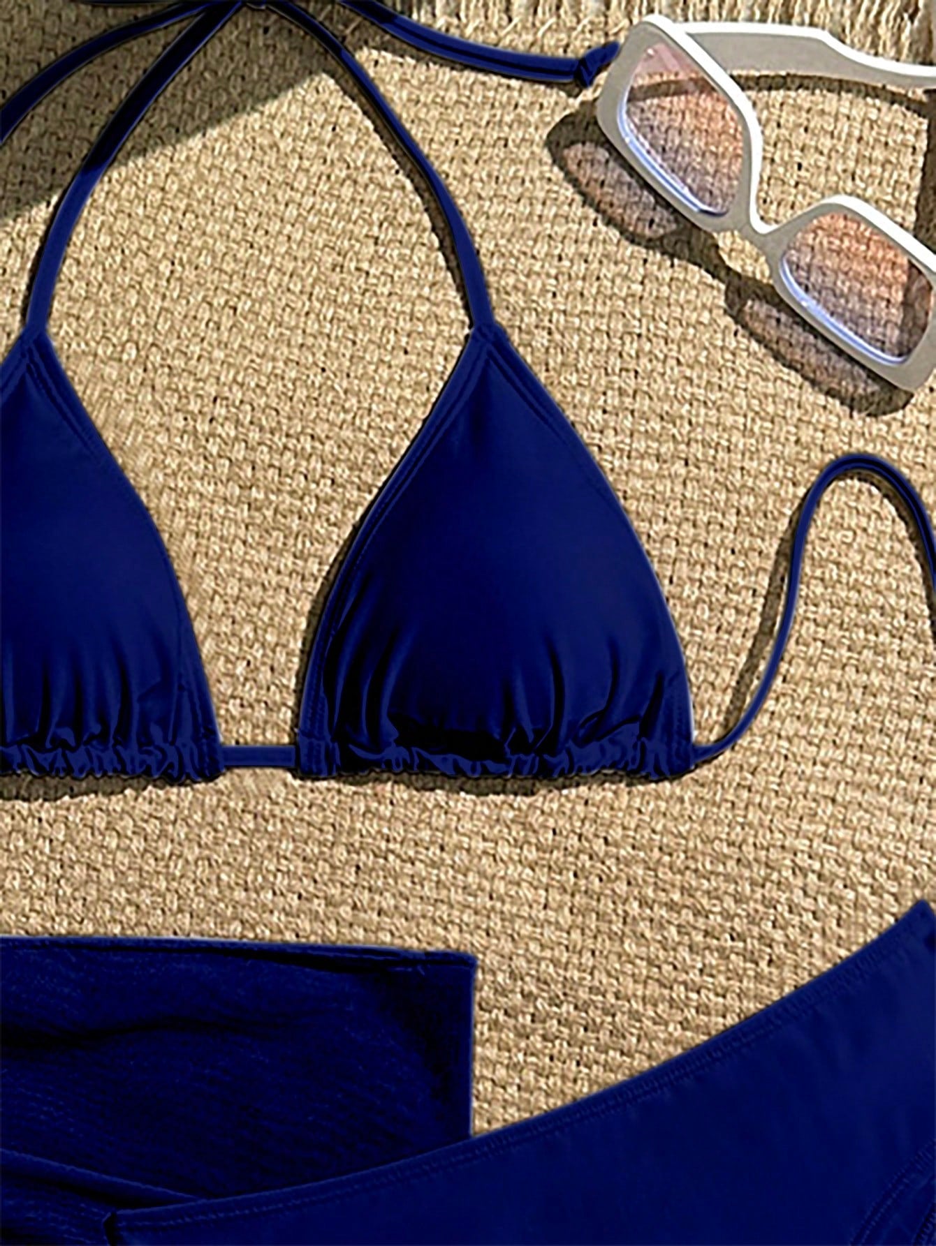 Swim Vcay 3Pcs/Set Solid Color Bikini Set For Beach/Holiday For