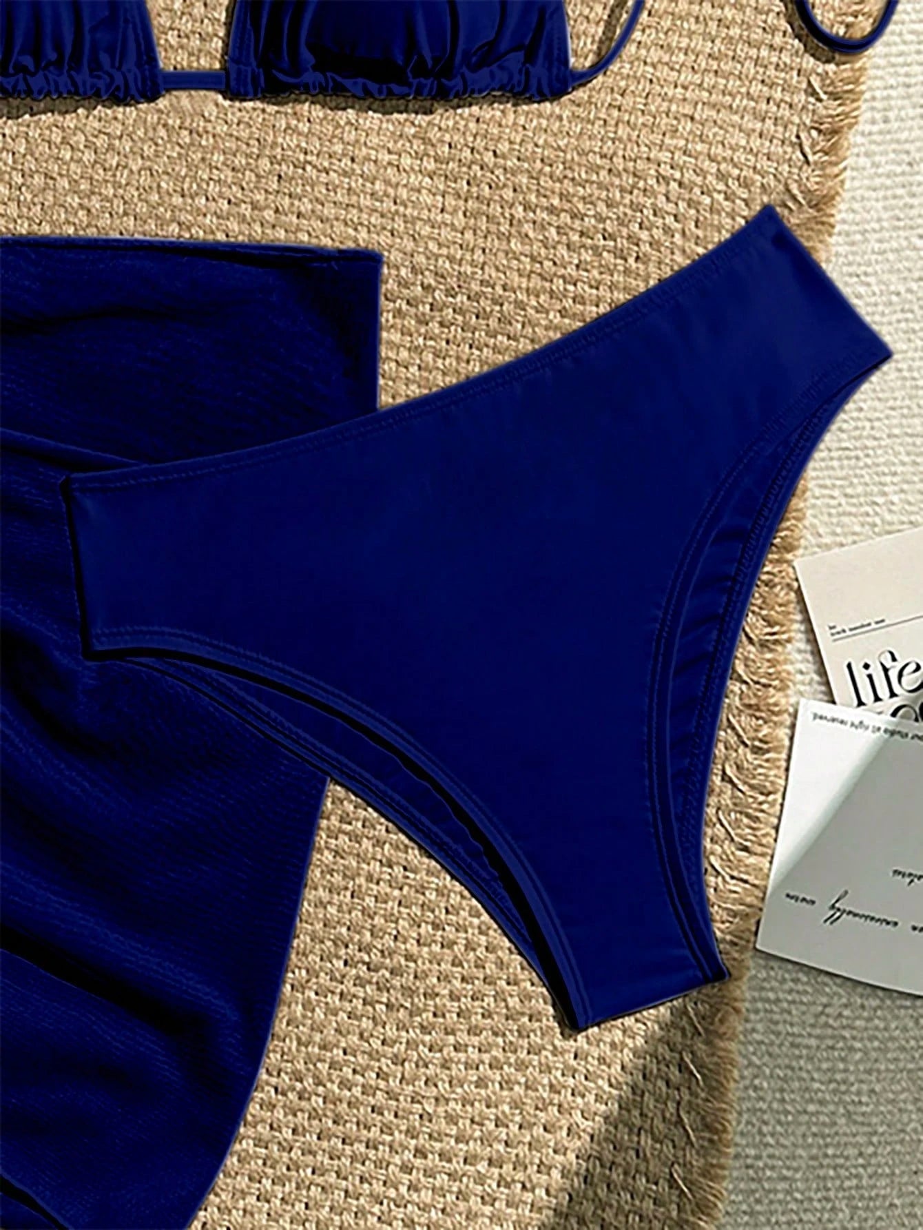 Swim Vcay 3Pcs/Set Solid Color Bikini Set For Beach/Holiday For