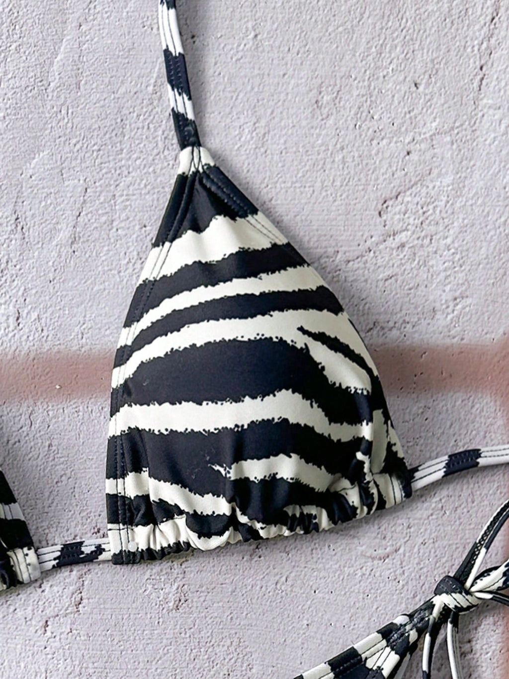 Swim Vcay Women's All-Over Print Halter Twist Front Bikini Set Zebra