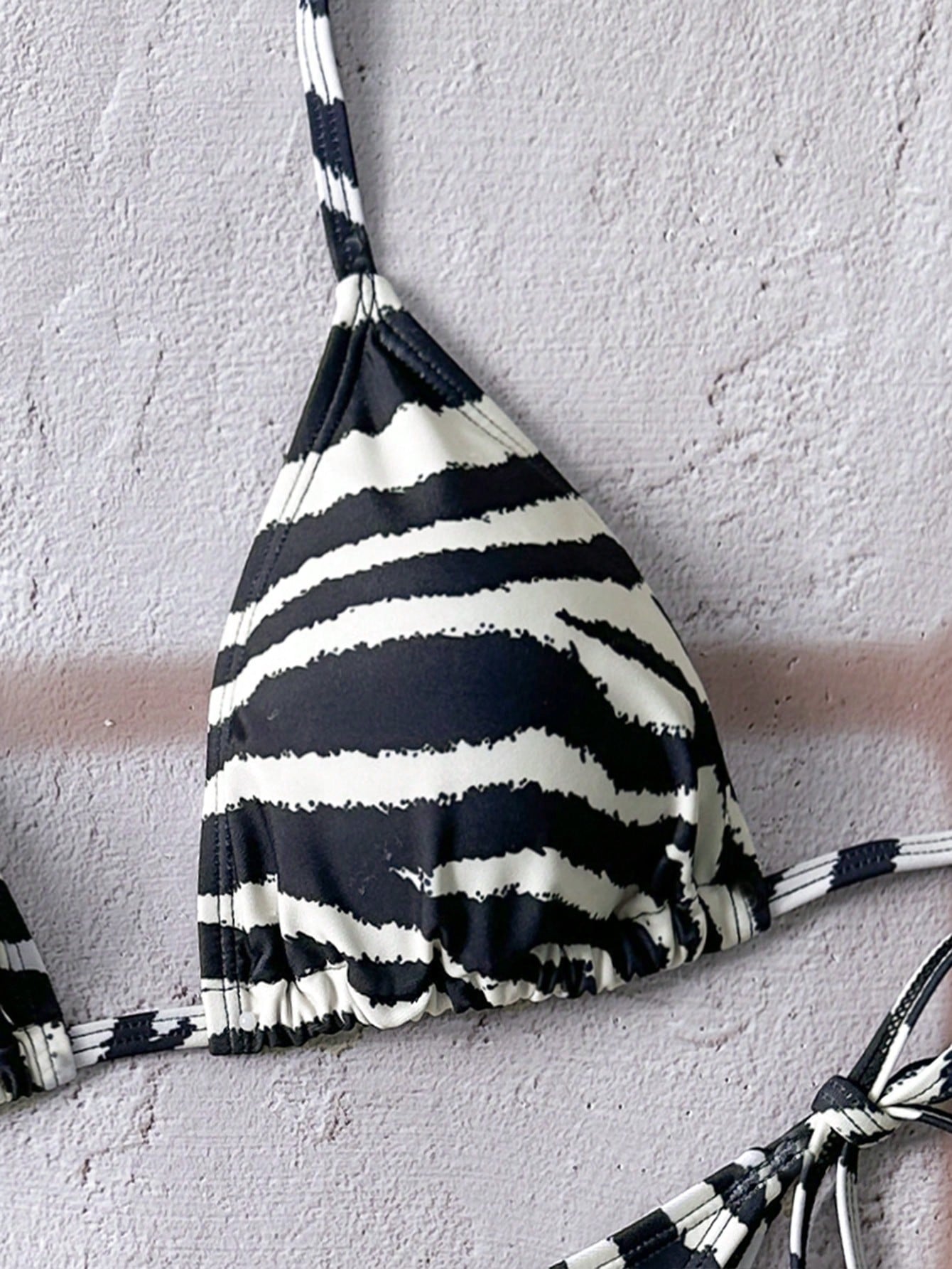 Swim Vcay Women's All-Over Print Halter Twist Front Bikini Set Zebra