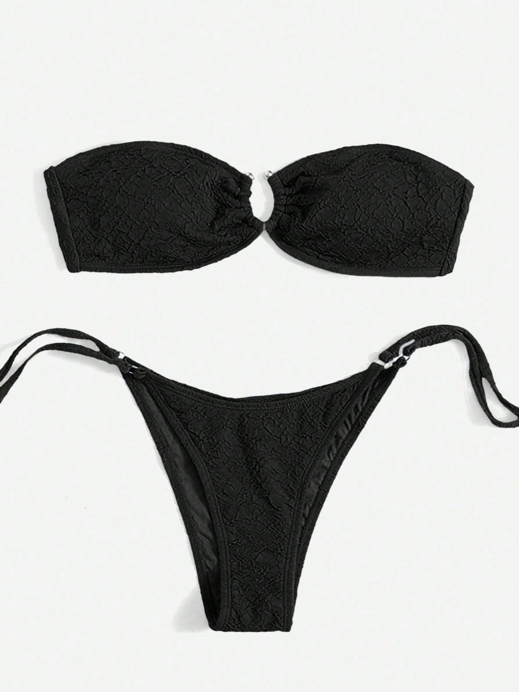 Swim Mod Women's Solid Color Bandeau Sexy Bikini Swimwear Set For Summer Beach Vacation