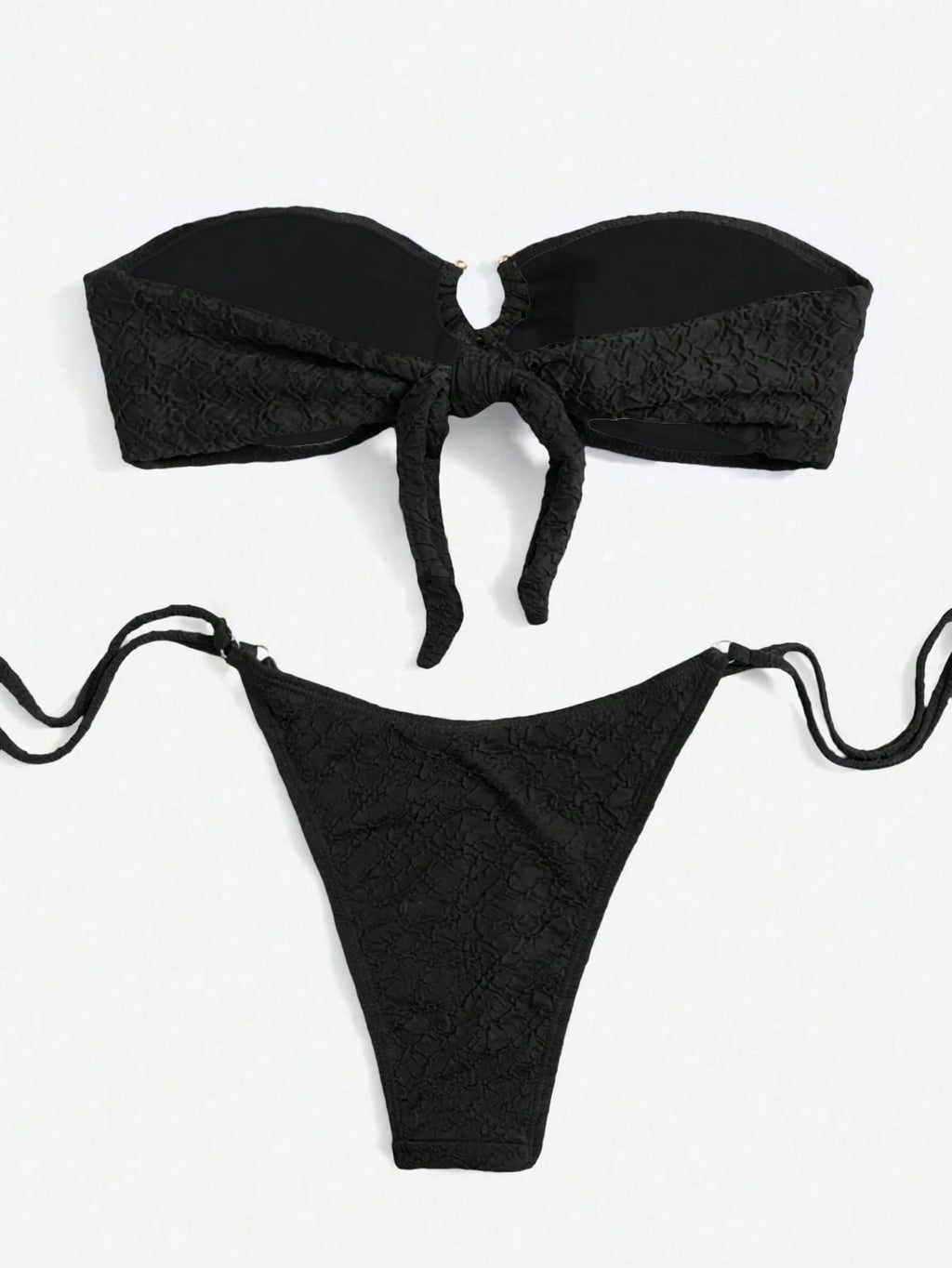 Swim Mod Women's Solid Color Bandeau Sexy Bikini Swimwear Set For Summer Beach V