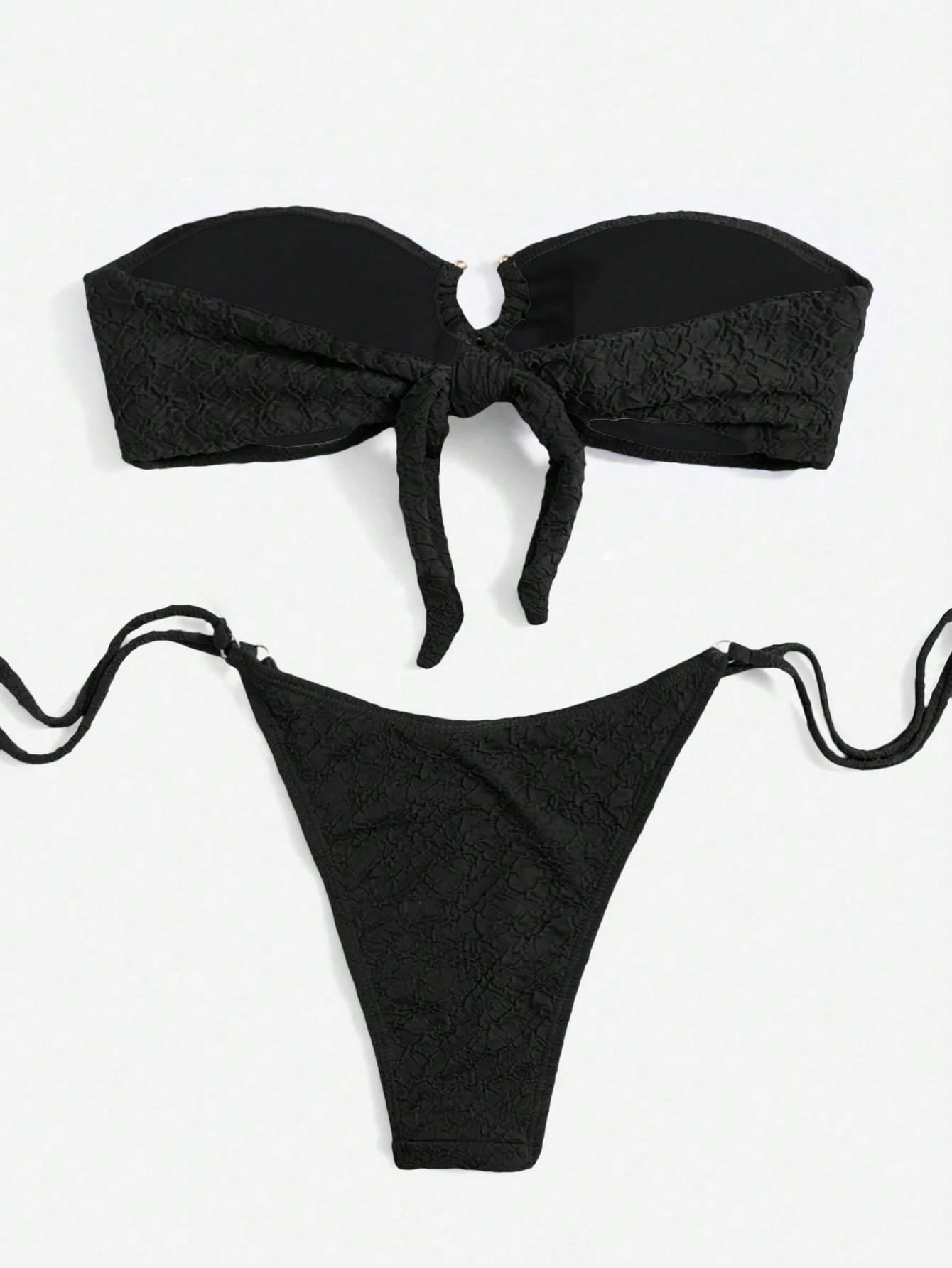 Swim Mod Women's Solid Color Bandeau Sexy Bikini Swimwear Set For Summer Beach V