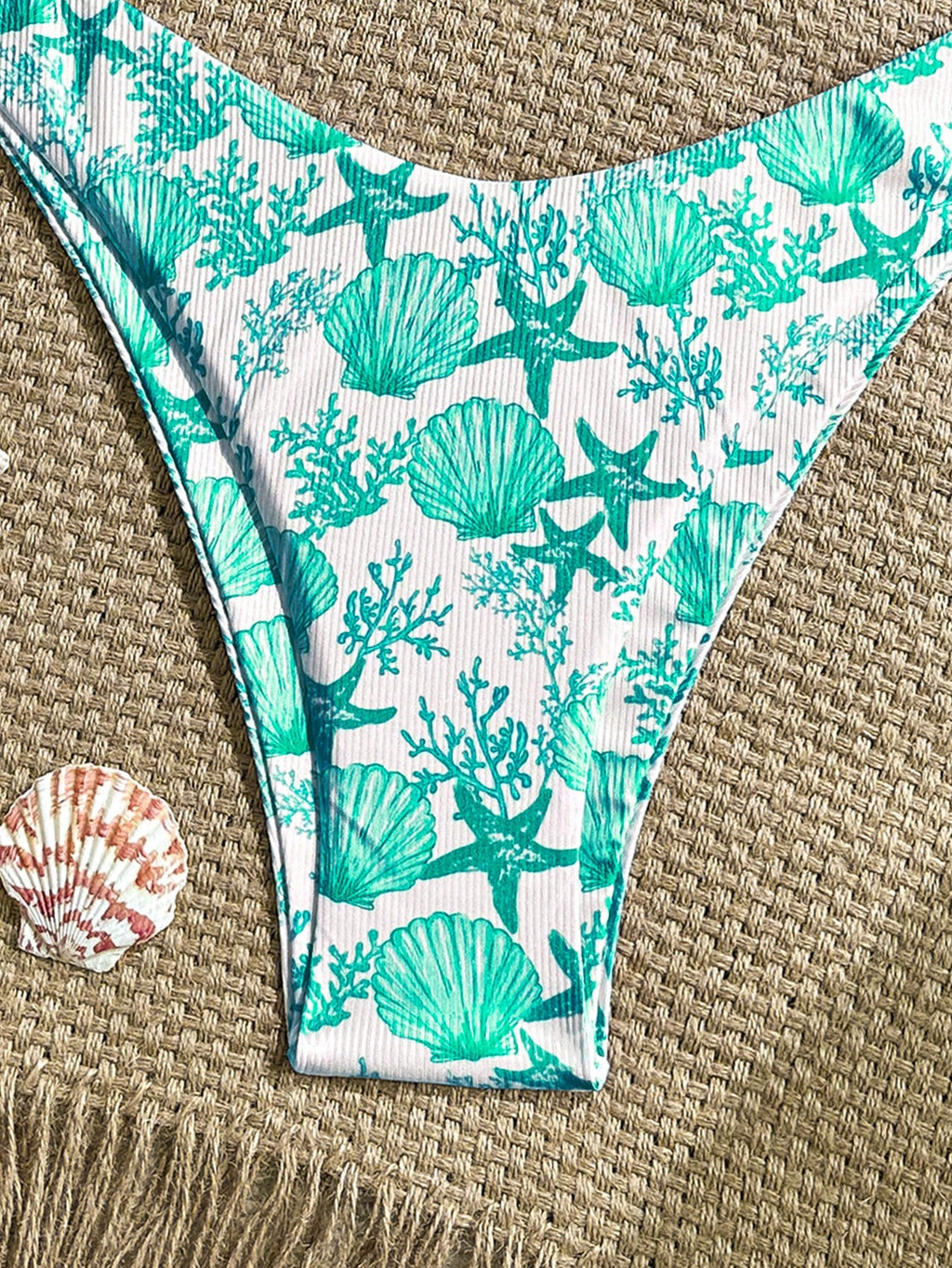 Swim Mod 2pcs/Set Summer Holiday Random Print Textured Shell