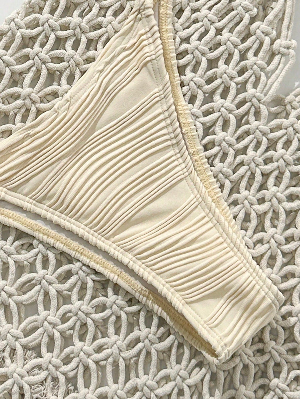 Swim Chiccia Women's Summer Solid Color Jacquard Fabric Bandeau Top &