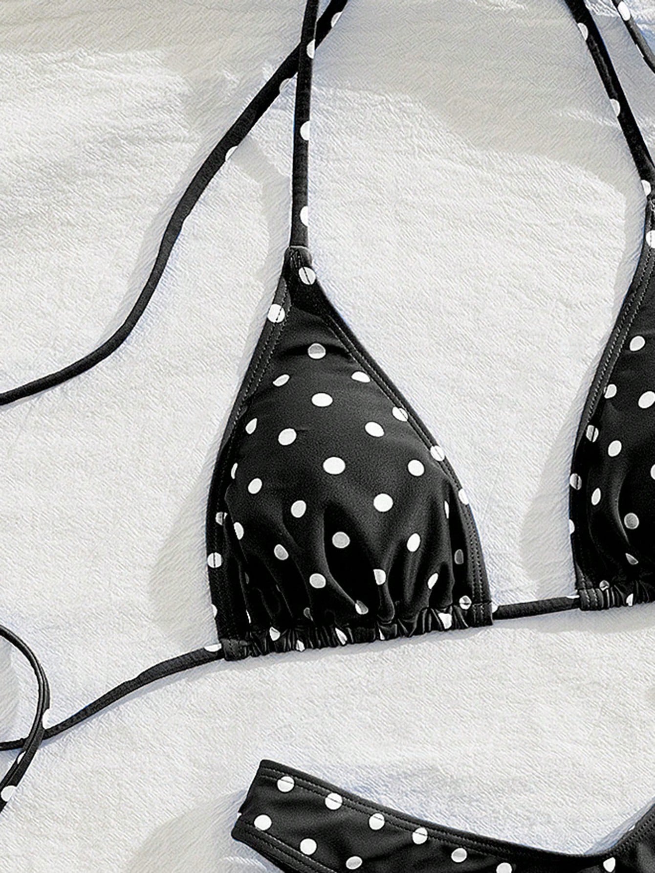 PEPPERMOLLY New Soft Padded Blue & White Polka Dot Print Spaghetti Strap Backless Sexy Party Bikini Set, - image 9