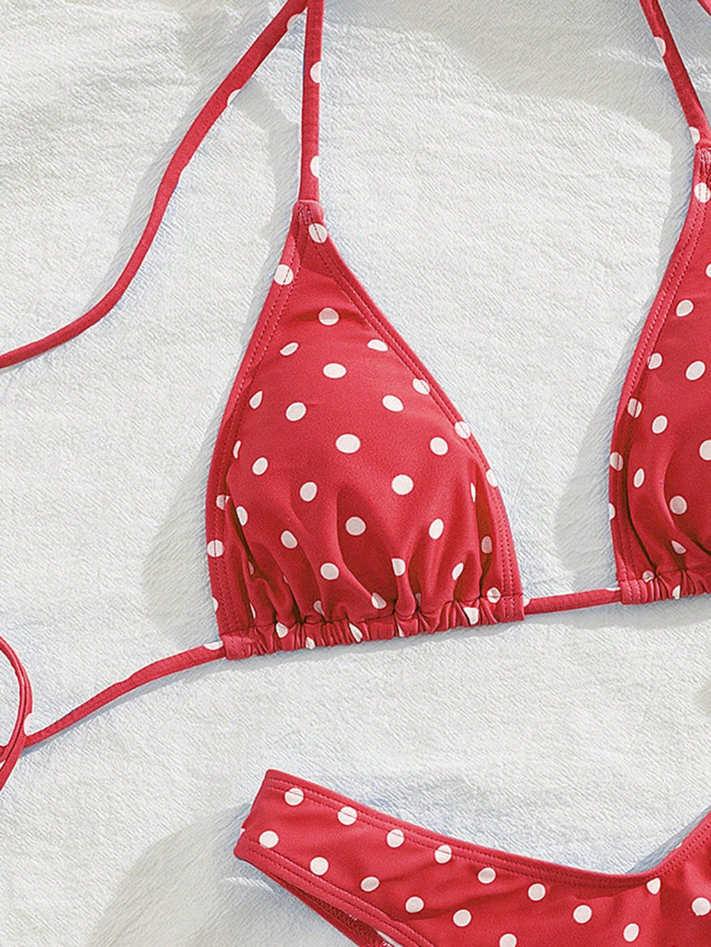 PEPPERMOLLY New Soft Padded Blue & White Polka Dot Print Spaghetti Strap Backless Sexy Party Bikini Set, - image 16