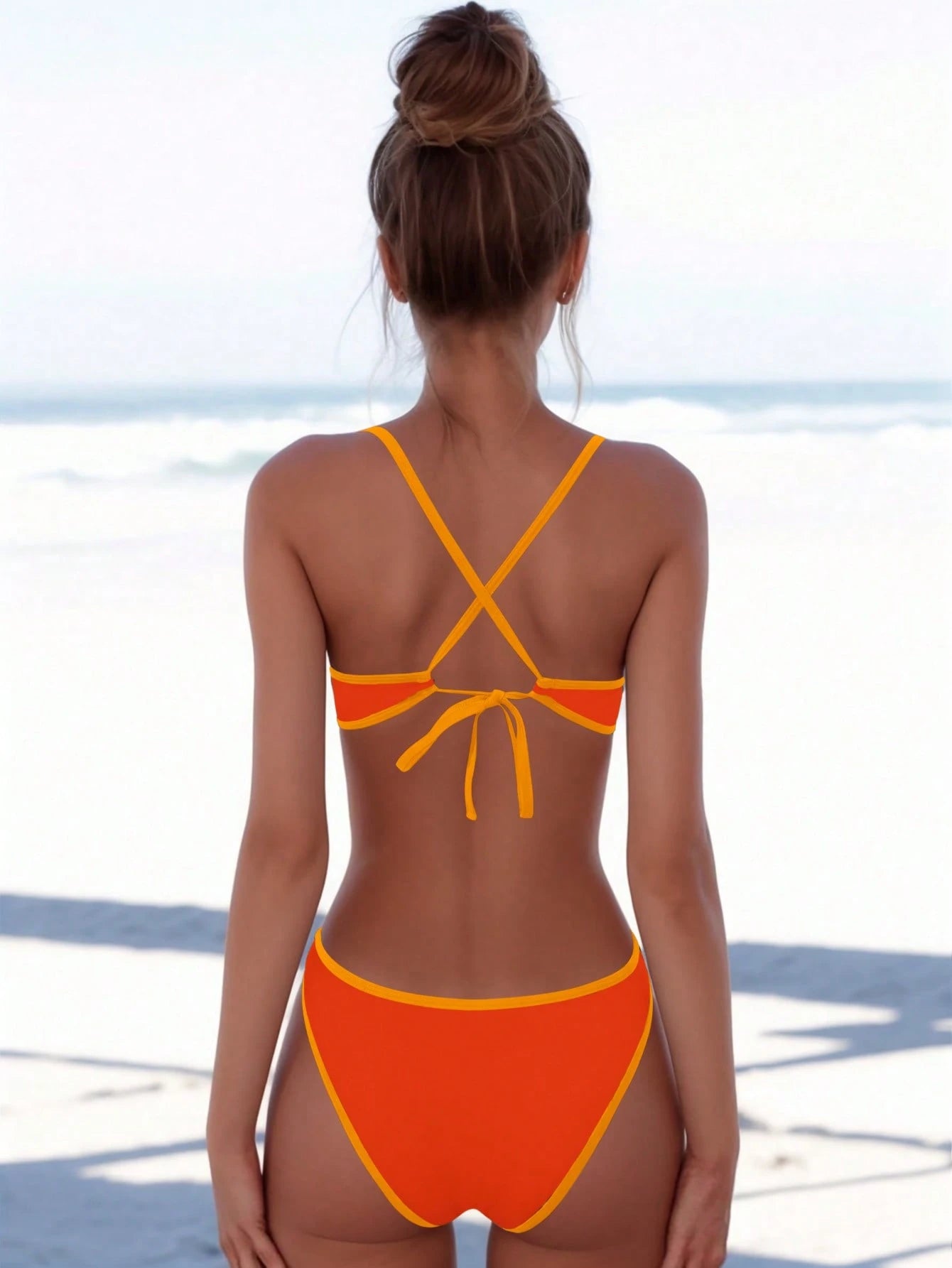 Navy Blue & Neon Green Trim Beachwear 2 Pieces Swimwear Vacation Summer - image 12