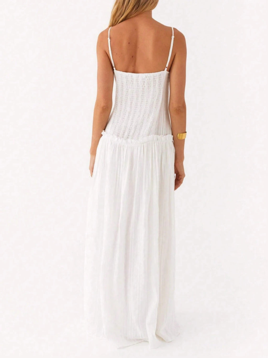 Women Y2K Maxi Dress Solid Color Spaghetti Strap Square Neck Pleated Flowy Long Dress Summer Backless - image 2