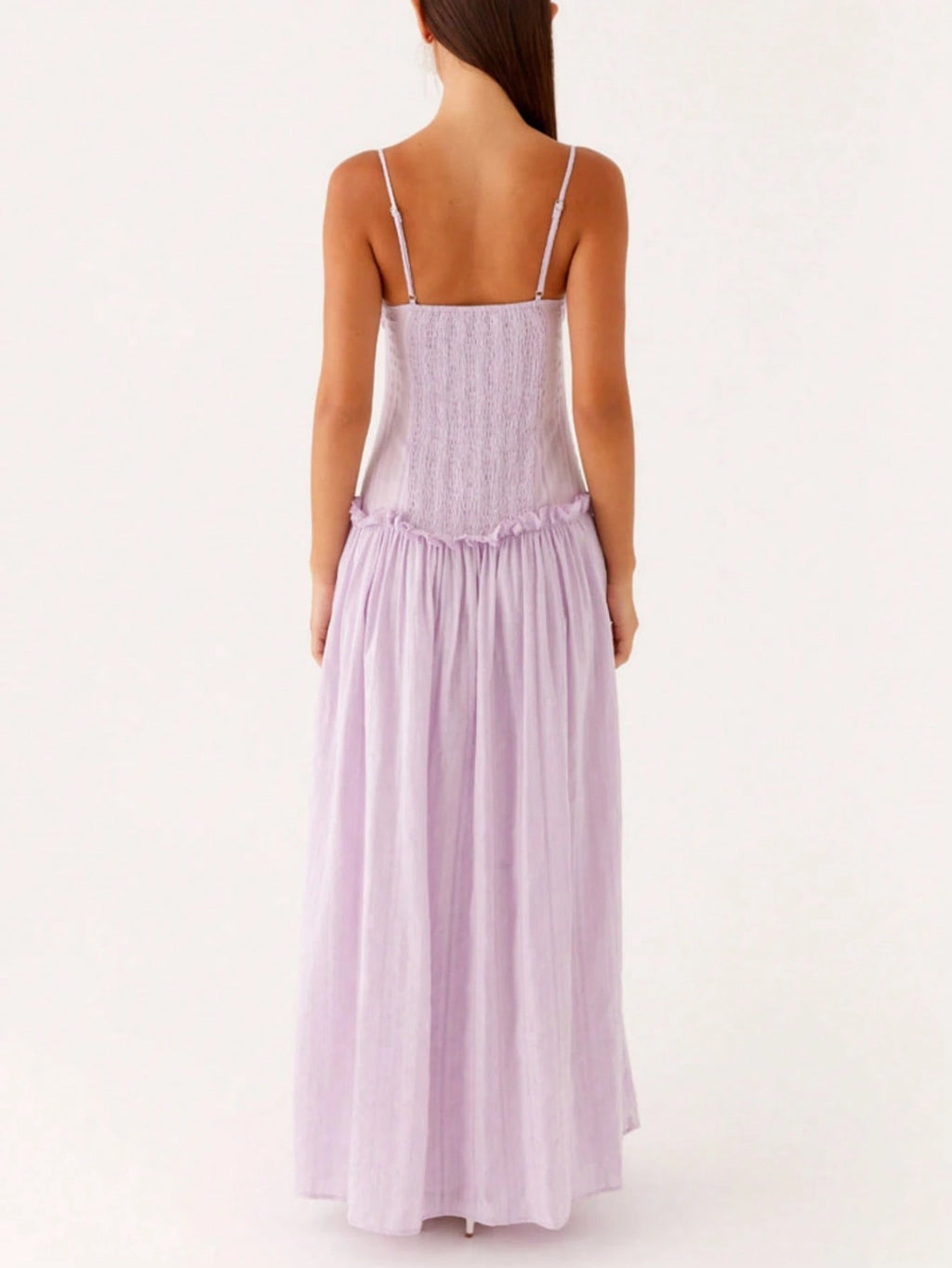 Women Y2K Maxi Dress Solid Color Spaghetti Strap Square Neck Pleated Flowy Long Dress Summer Backless - image 12