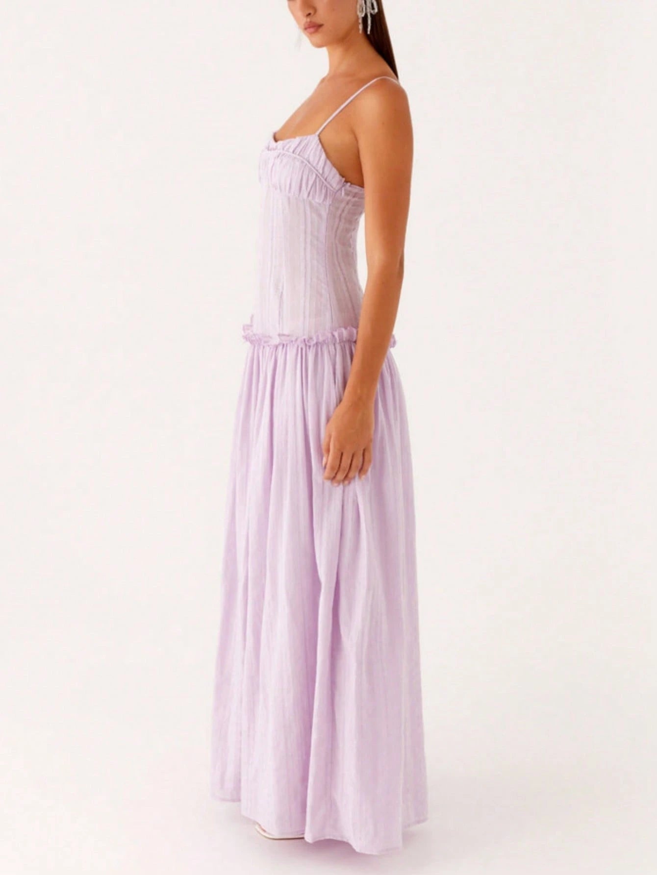 Women Y2K Maxi Dress Solid Color Spaghetti Strap Square Neck Pleated Flowy Long Dress Summer Backless - image 15