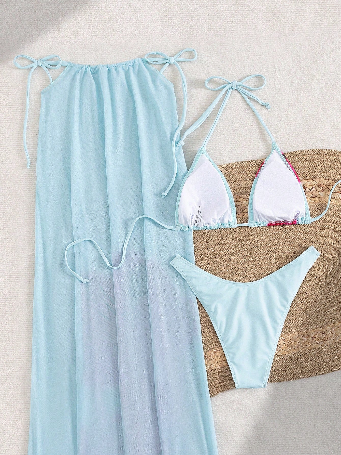 3pcs/Set Women Summer Floral Print Halter Bohemian Beach Holiday