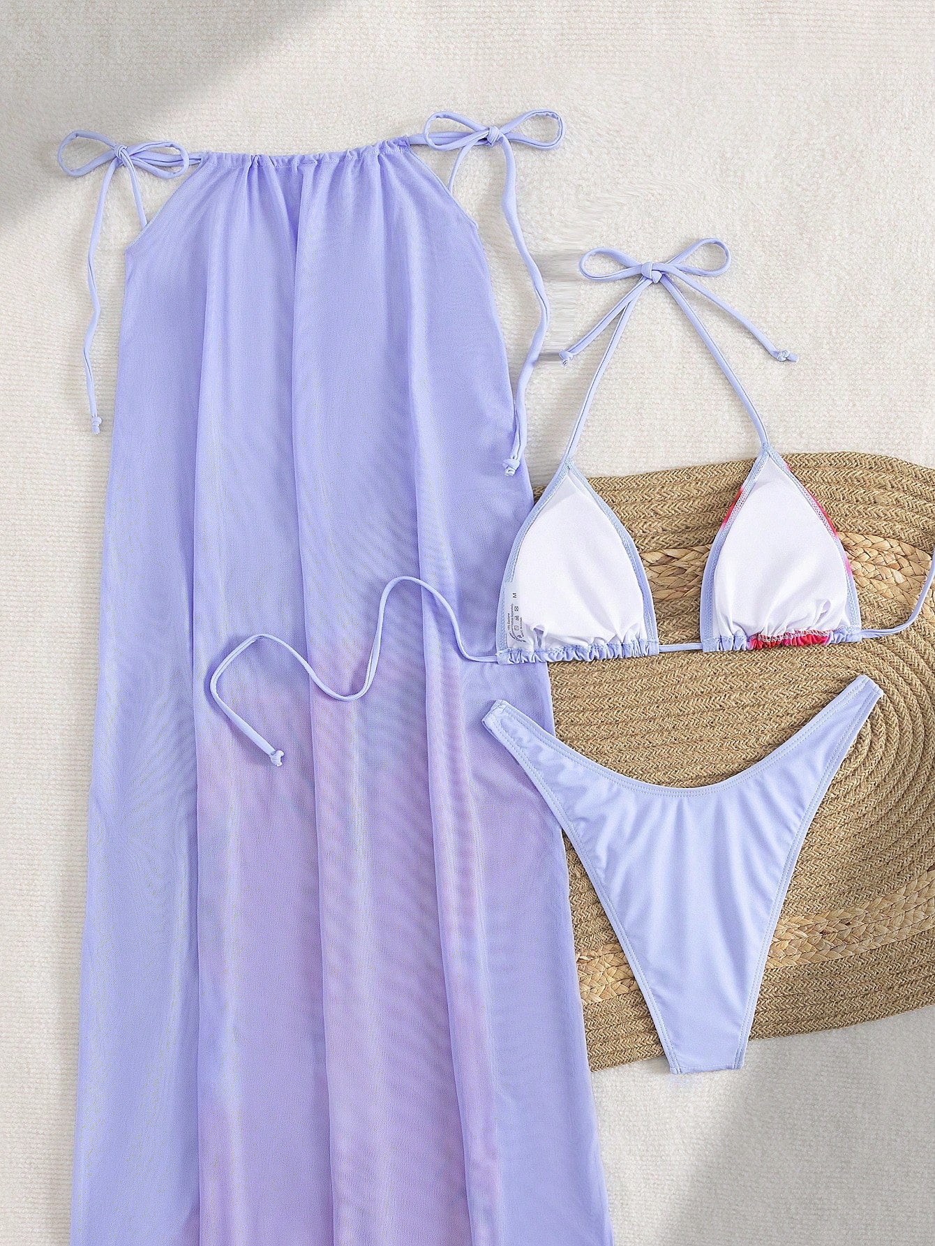 3pcs/Set Women Summer Floral Print Halter Bohemian Beach Holiday