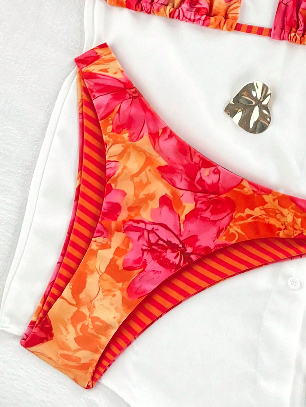 Swim Mod Women's Summer Beach Vacation Red Plaid Bow Decor White Trim Halter Tie Back Sexy Bikini Set Set - image 12