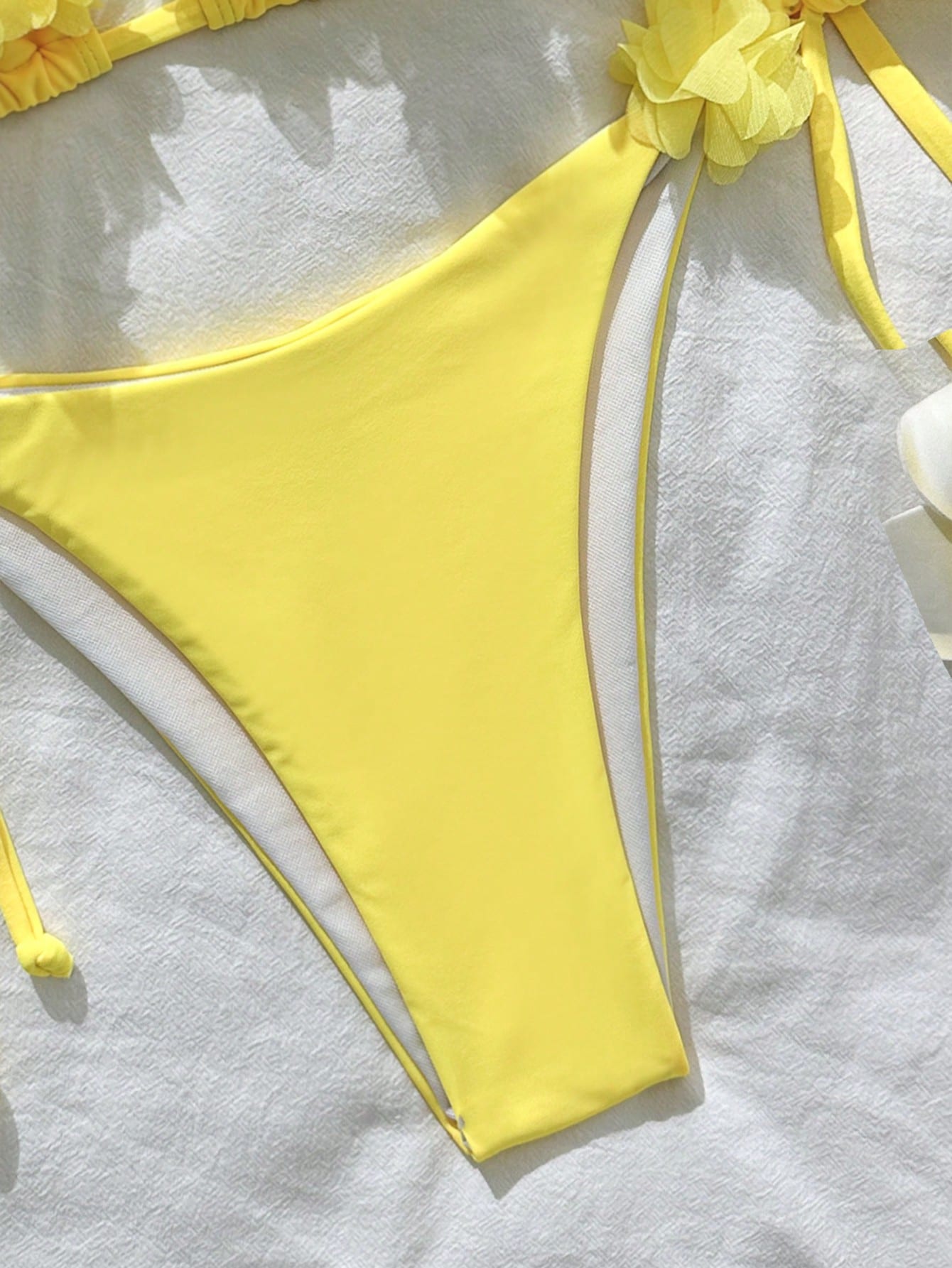 Swim Mod Solid Color Patch Halter Knotted Bikini Swimsuit For Summer Beach Vacat