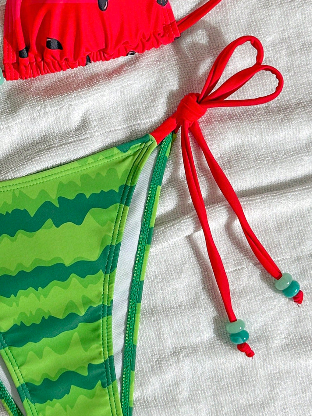 Swim Mod Women's Watermelon Print Halter Neck Tankini Bikini Set Set,
