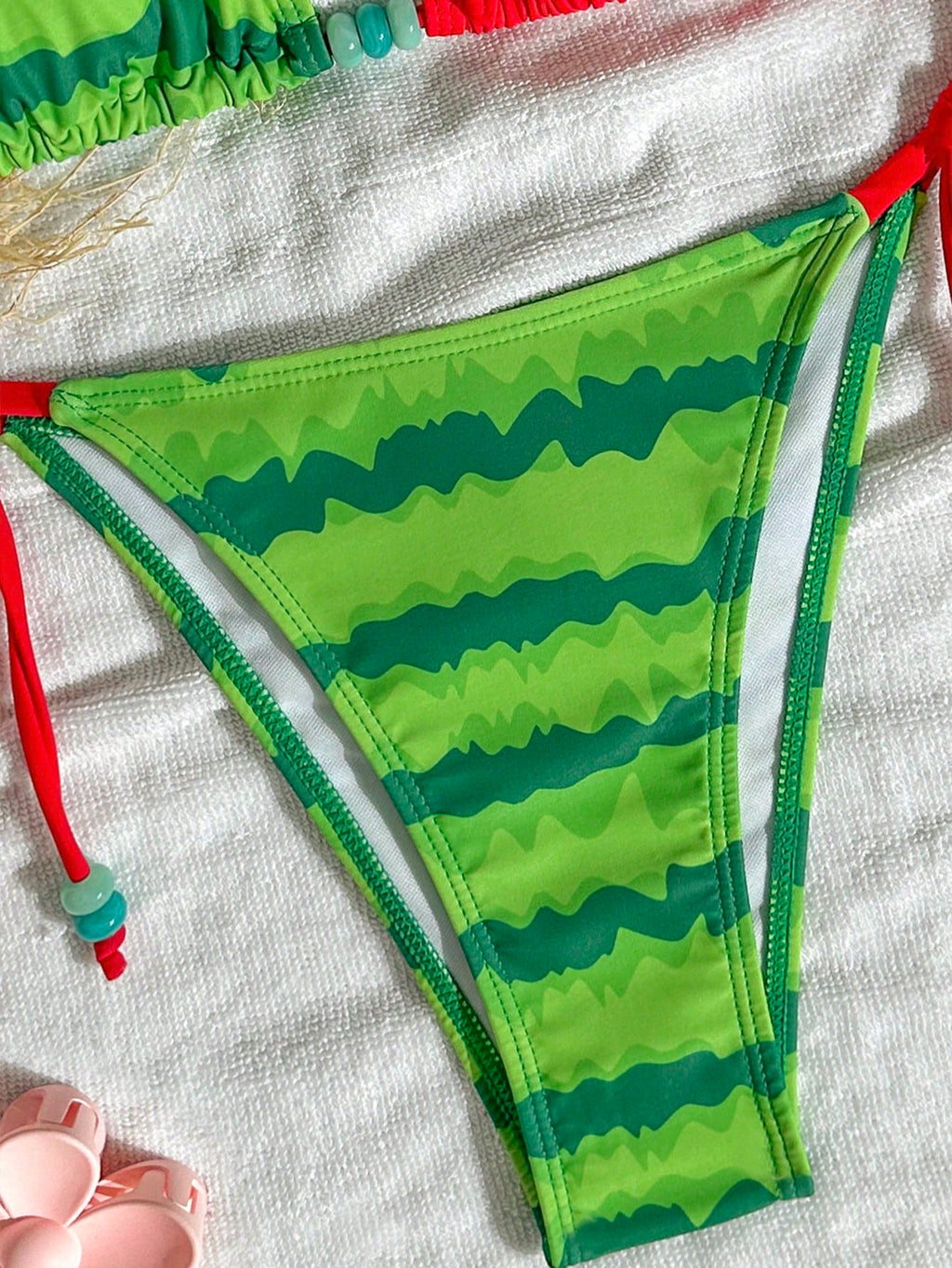 Swim Mod Women's Watermelon Print Halter Neck Tankini Bikini Set Set,