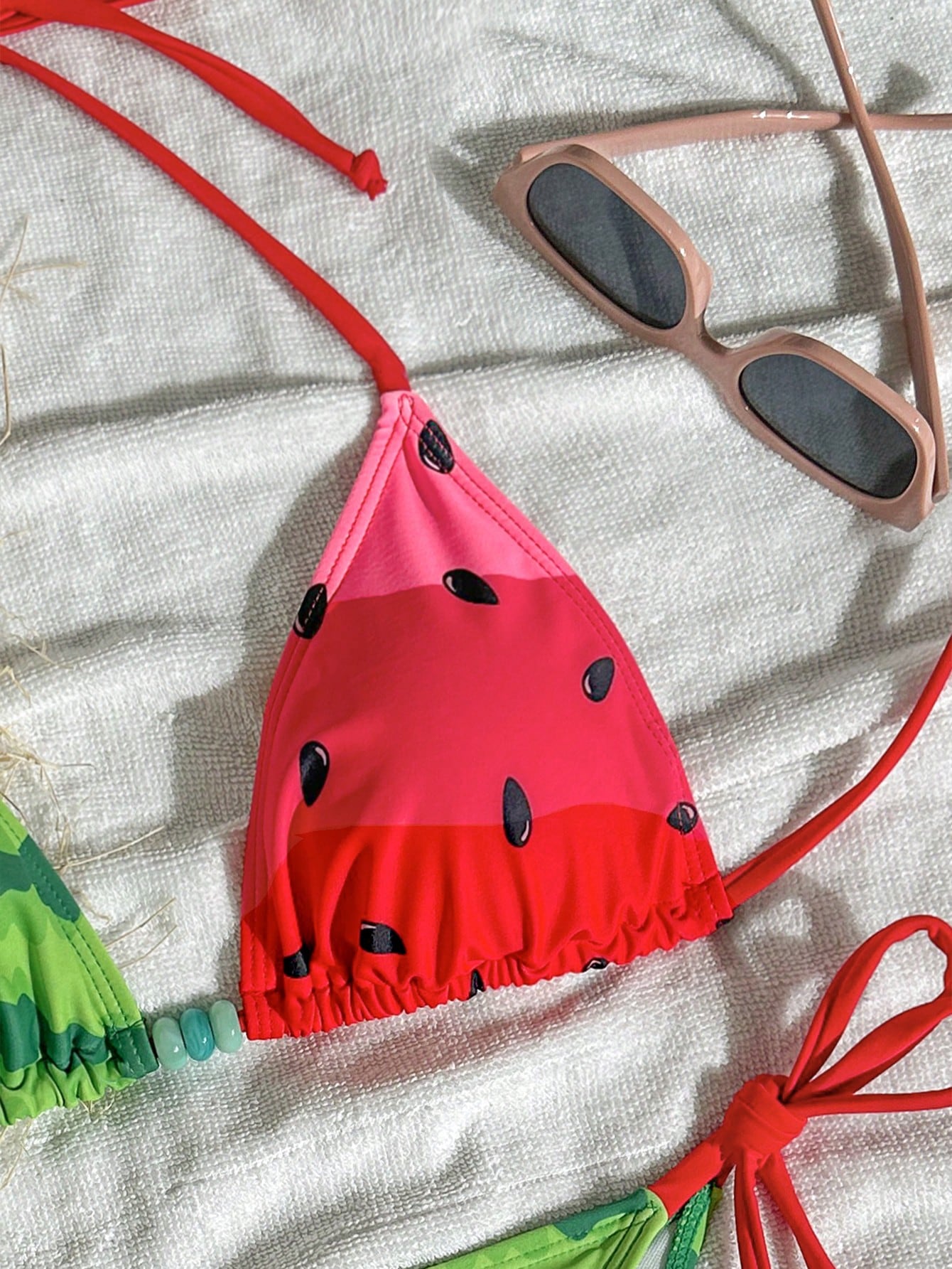 Swim Mod Women's Watermelon Print Halter Neck Tankini Bikini Set Set,