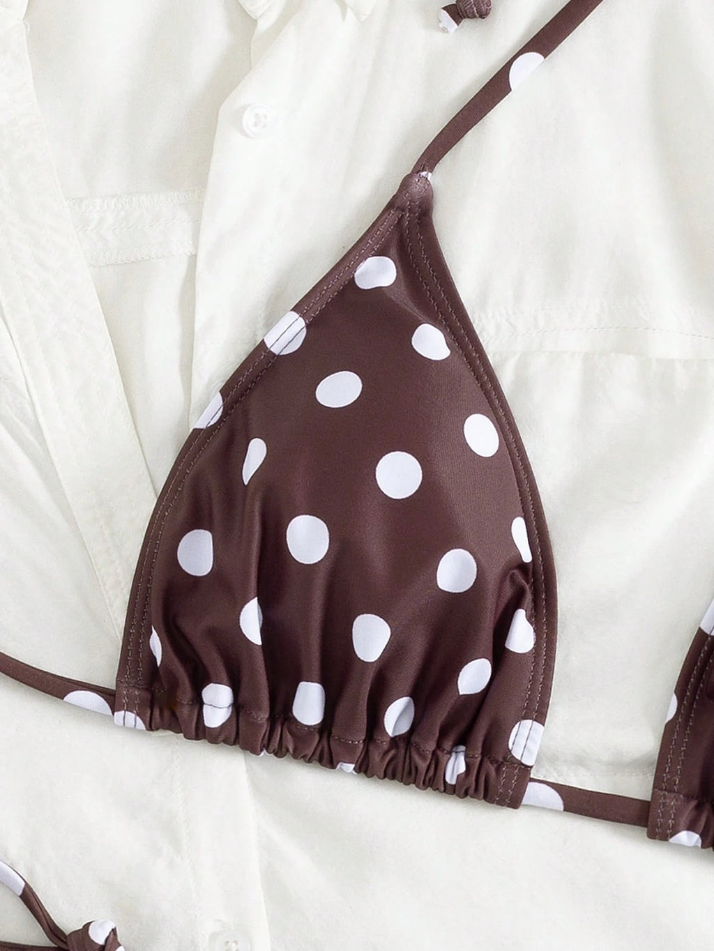 Women's Summer Apparel, Polka Dot Print Sexy Bikini Set, Halter Neck