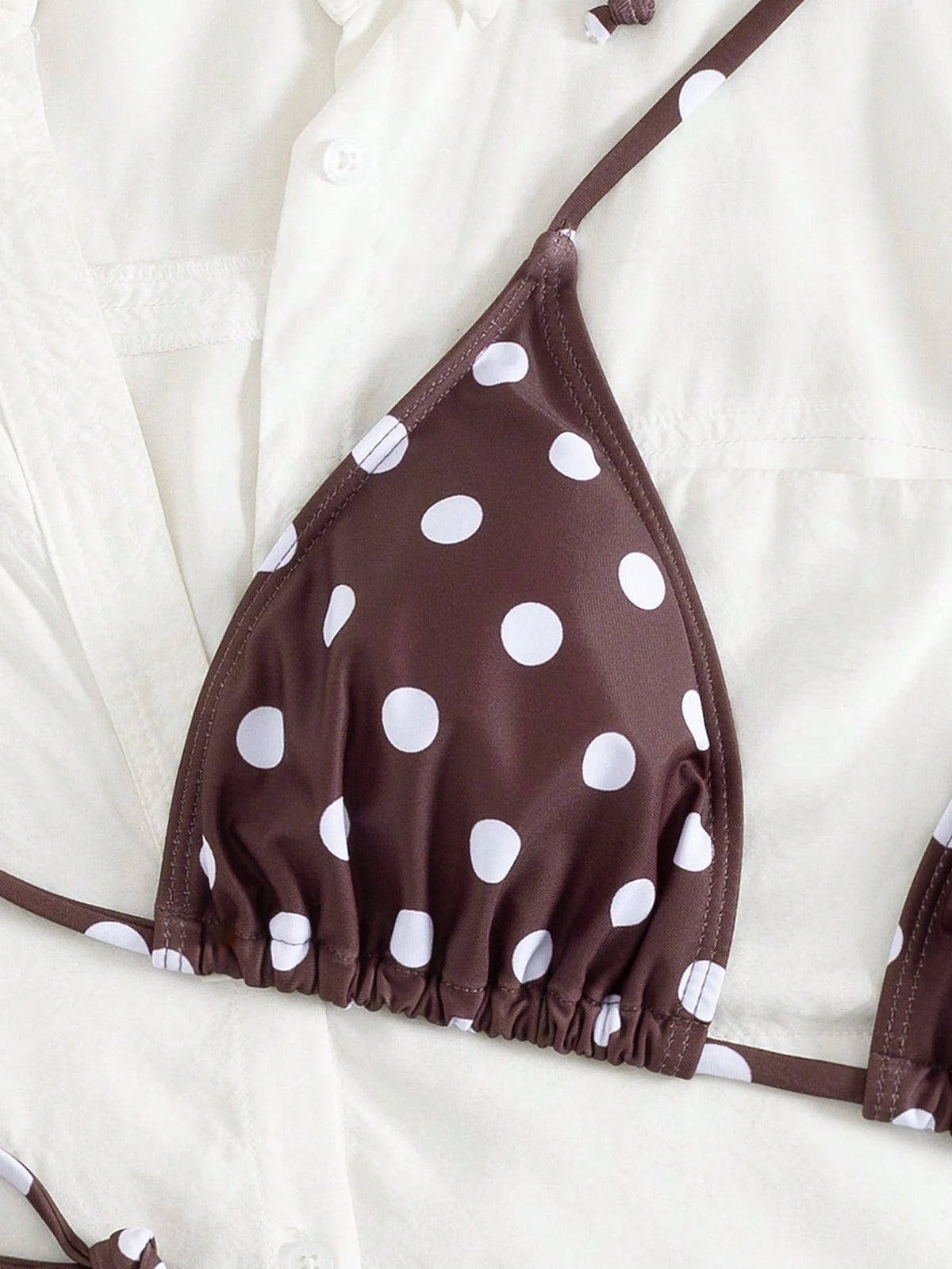 Women's Summer Apparel, Polka Dot Print Sexy Bikini Set, Halter Neck Tie Backless And Side Tie Bottoms, Made - image 10