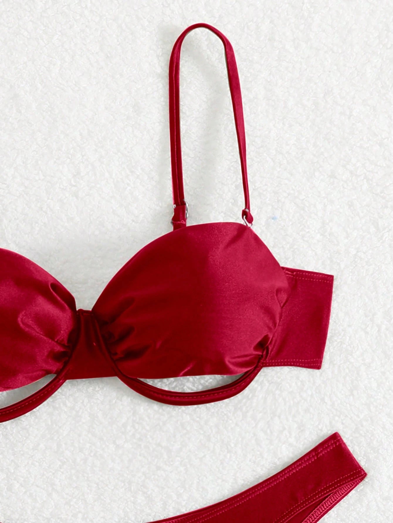 Swim SXY New Style Spaghetti Strap Hollow-Out Wire Decorated Backless Sexy Glossy Red Ladies Swimwear Set For - image 15