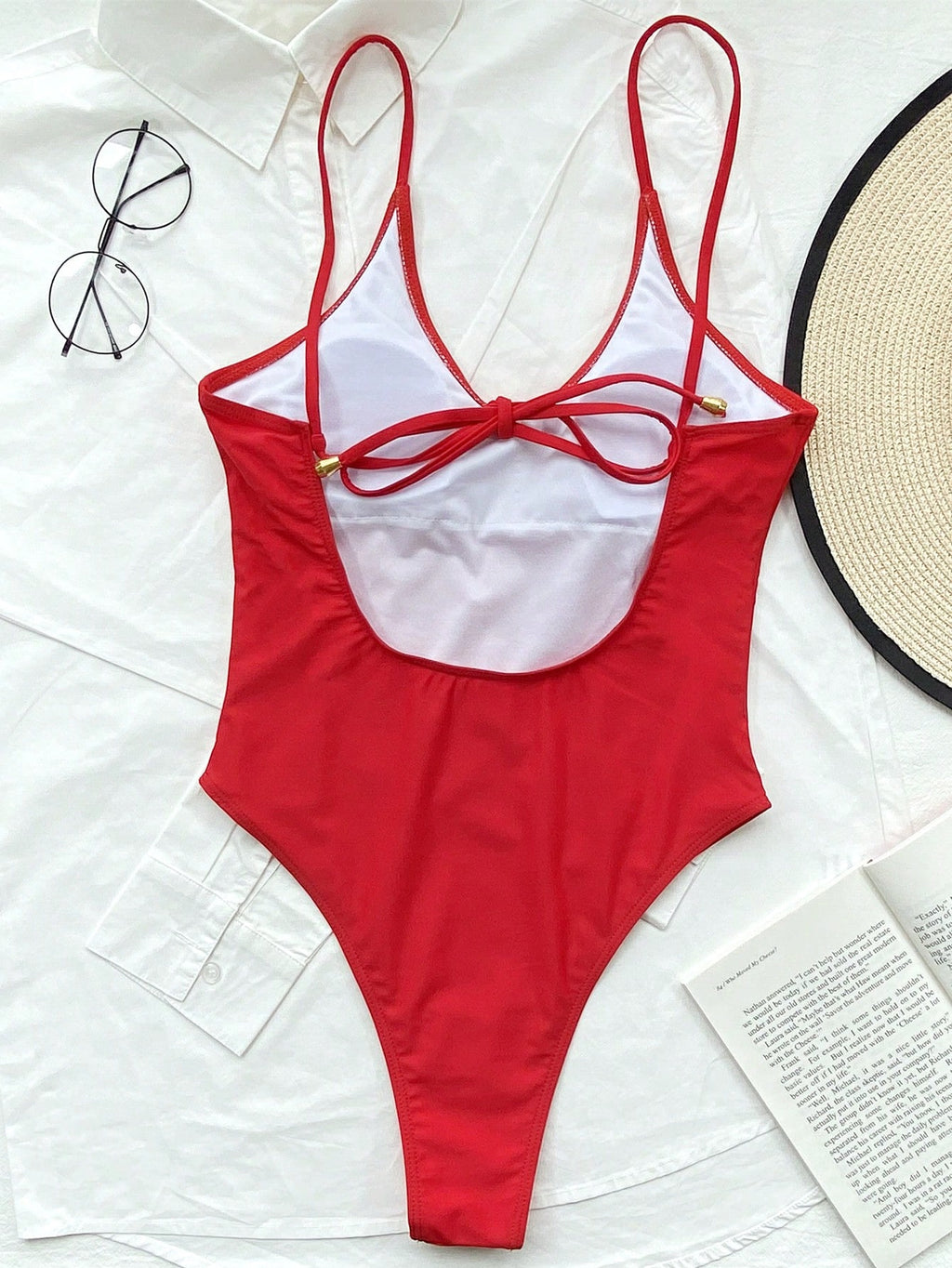 Swim 2025 Women Solid Color Backless Tie Strap Sexy One-Piece Swimsuit - image 10