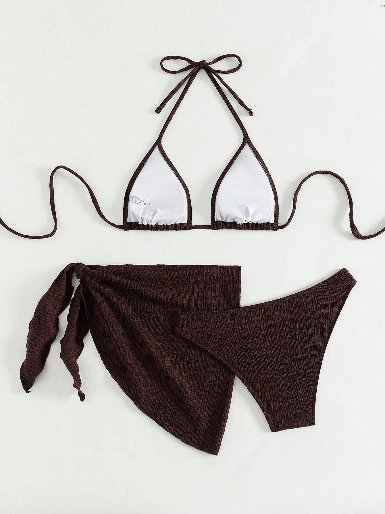 Swim Basics 3pcs/Set Women Solid Color Halter Neck Swimsuit, Triangle