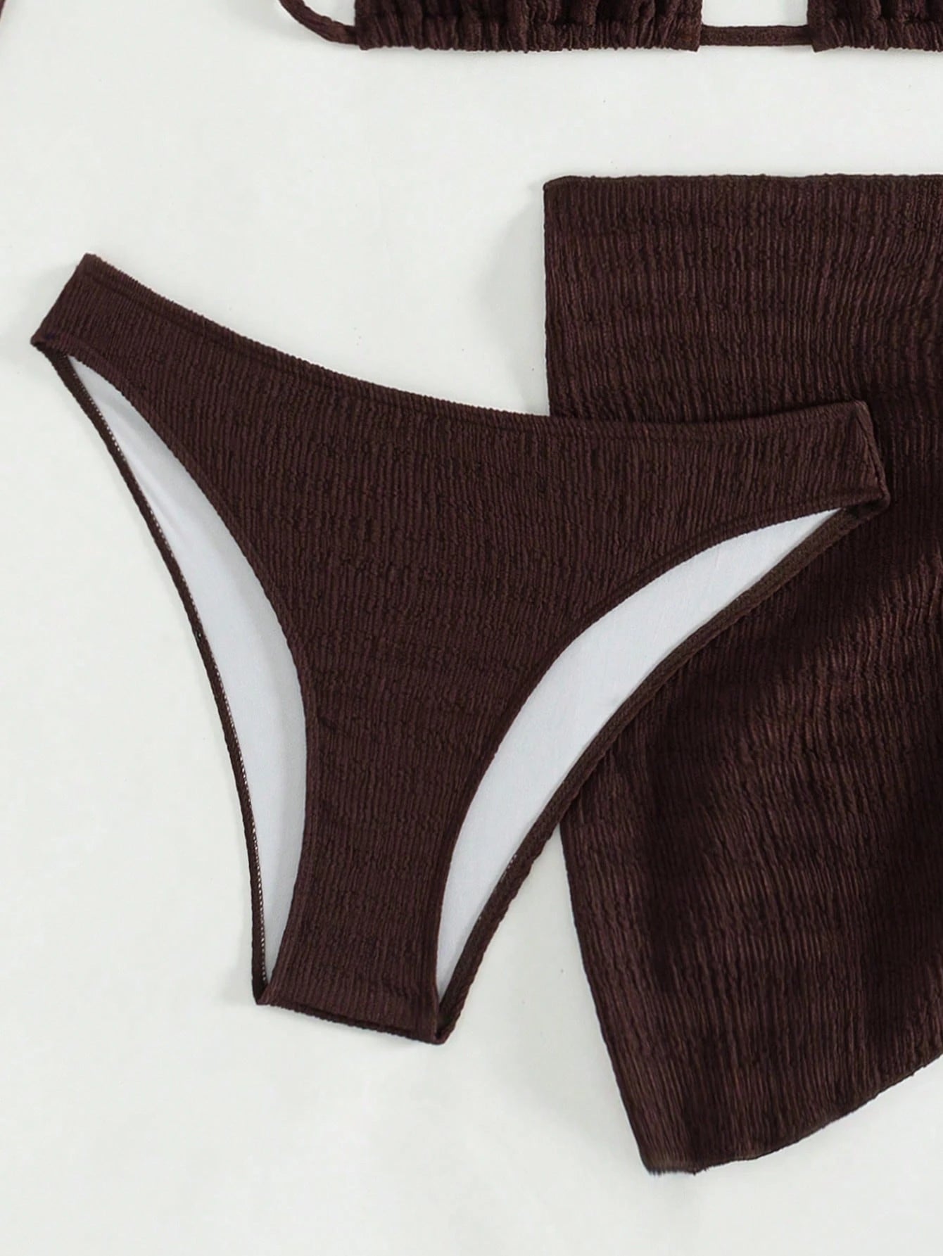 Swim Basics 3pcs/Set Women Solid Color Halter Neck Swimsuit, Triangle