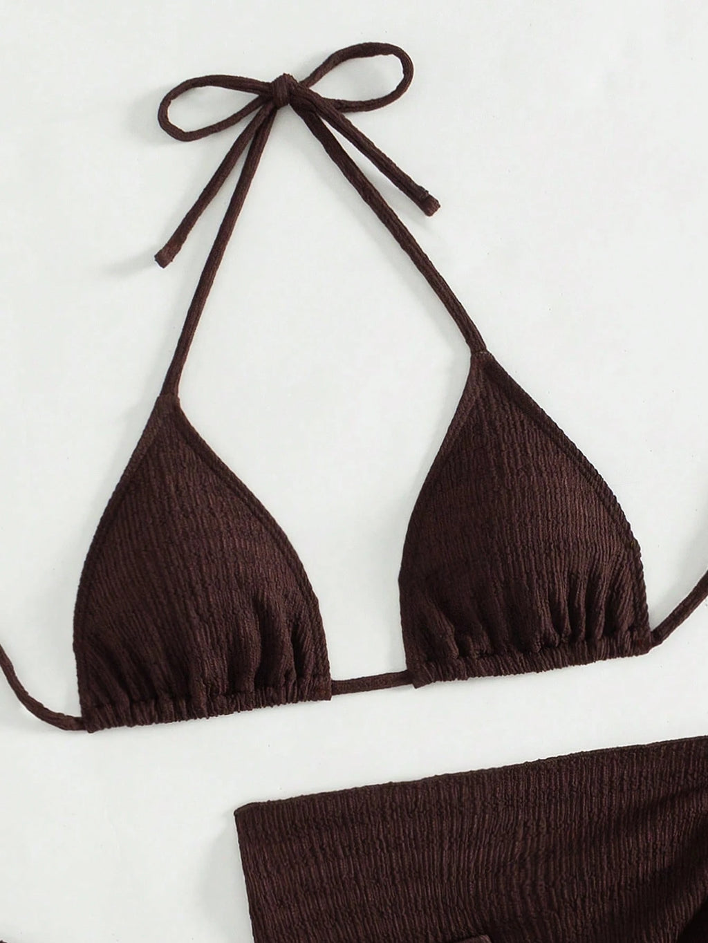 Swim Basics 3pcs/Set Women Solid Color Halter Neck Swimsuit, Triangle