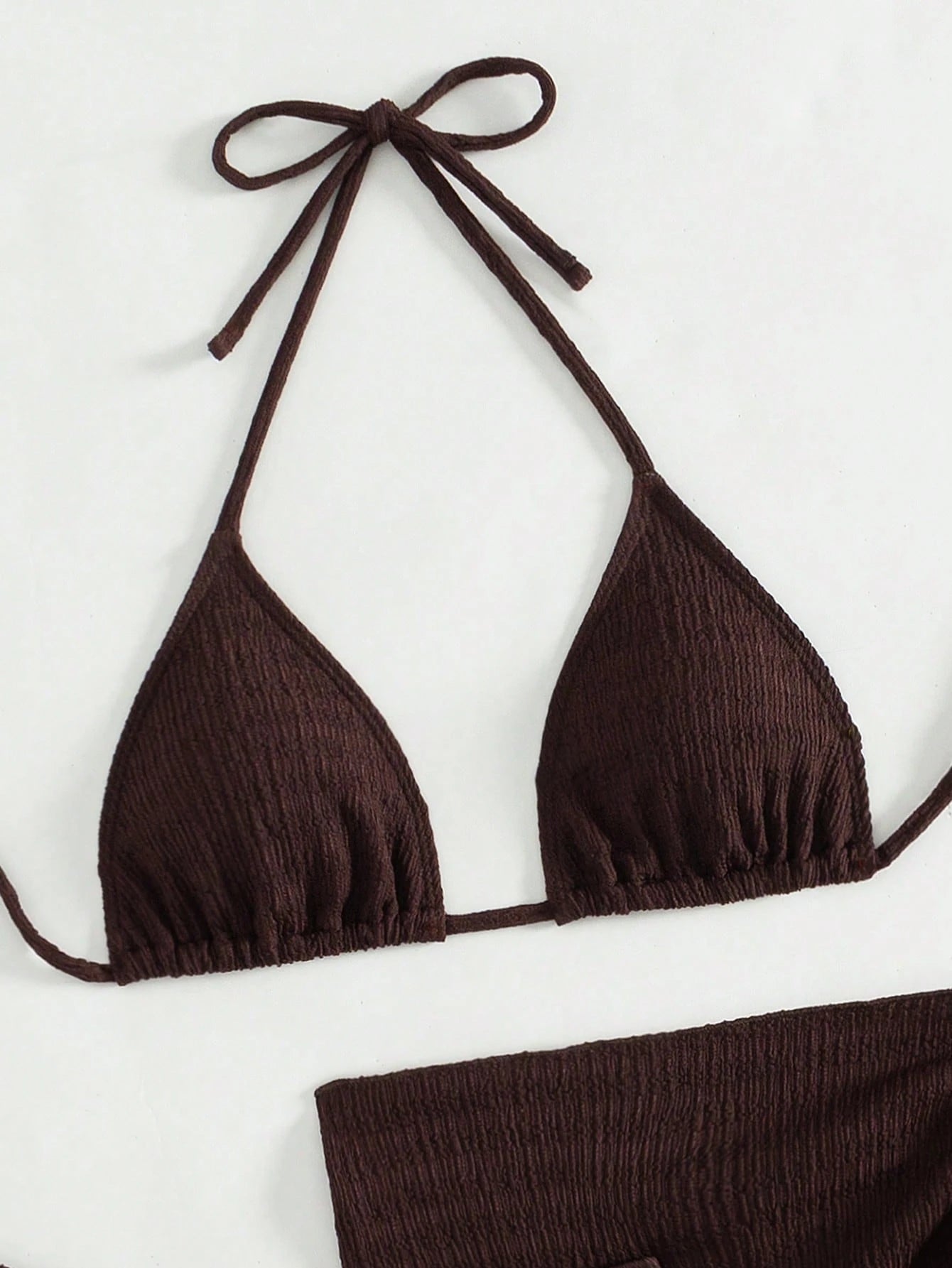 Swim Basics 3pcs/Set Women Solid Color Halter Neck Swimsuit, Triangle