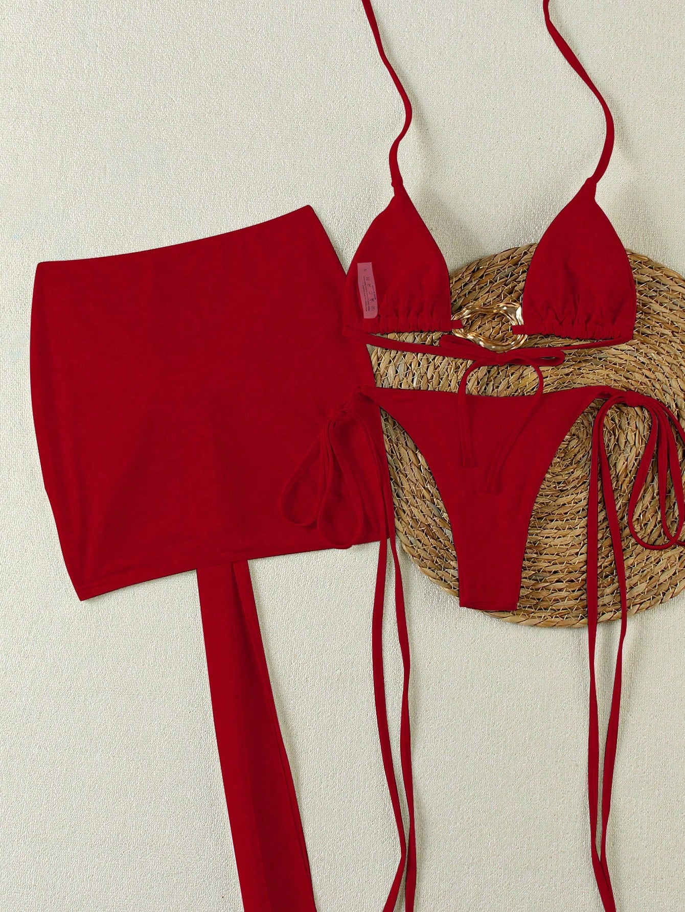 New Arrival Spring/Summer Sexy Elegant Casual Red Solid 3-Piece