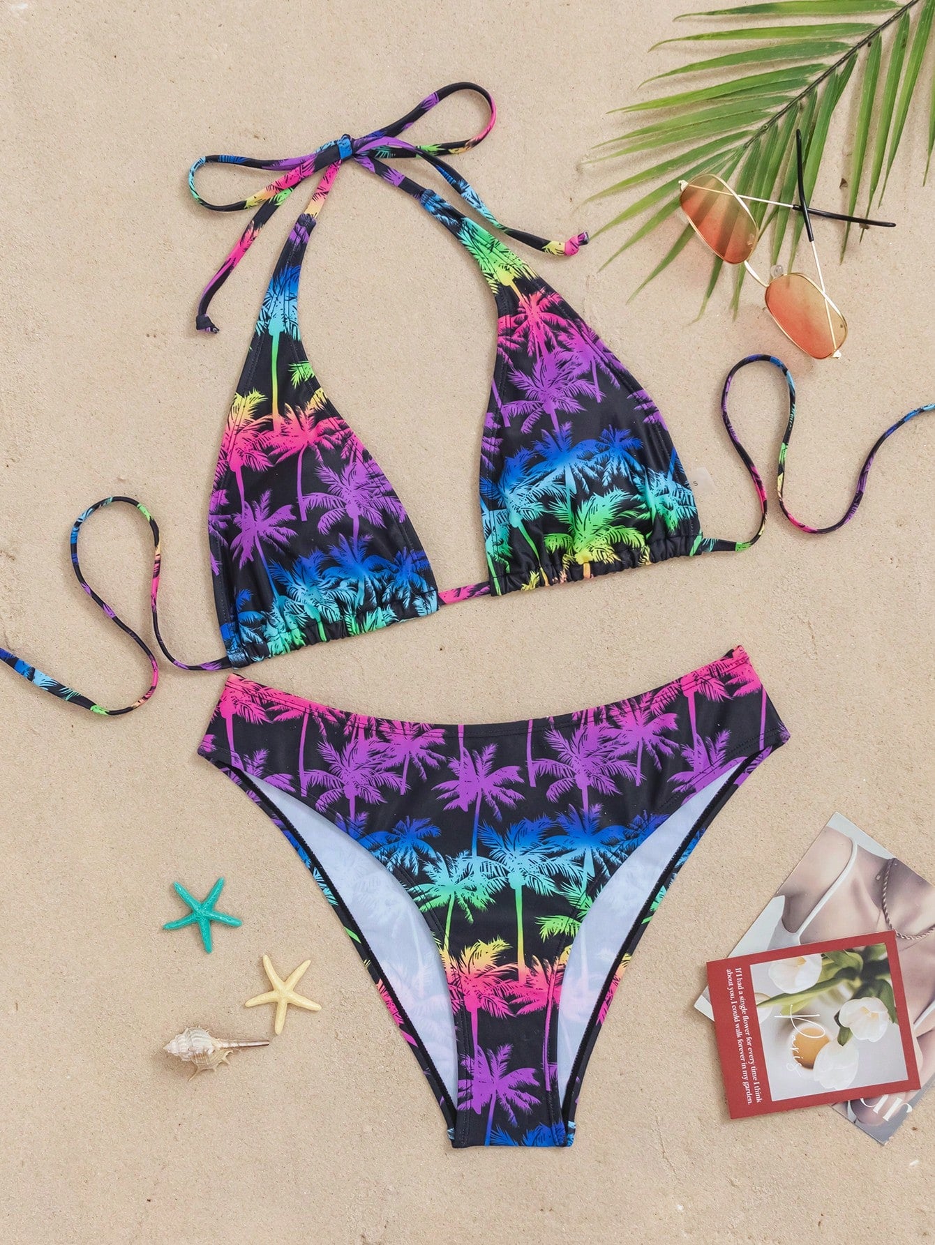Swim Lushoire Women Summer Casual Vacation Beach Coconut Tree Random