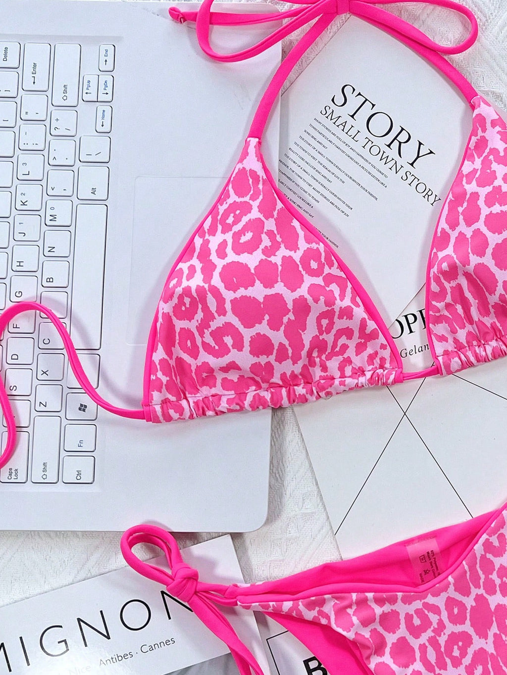 Swim SXY 2pcs/Set Printed Bikini Swimsuit (Random Print), Micro
