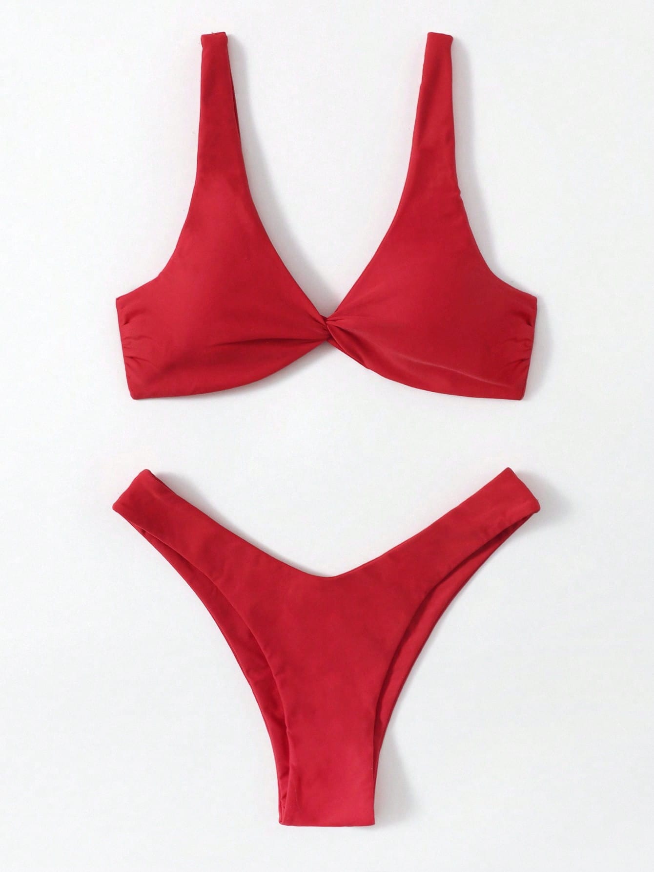 Swim Mod Fish Scales Print Knot Front Swim Top & Swim Bottom Bikini