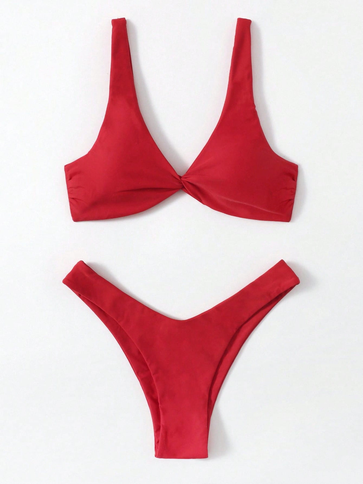 Swim Mod Fish Scales Print Knot Front Swim Top & Swim Bottom Bikini Set Summer Beach - image 7