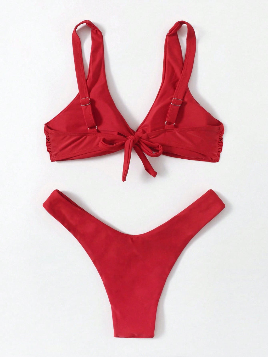 Swim Mod Fish Scales Print Knot Front Swim Top & Swim Bottom Bikini